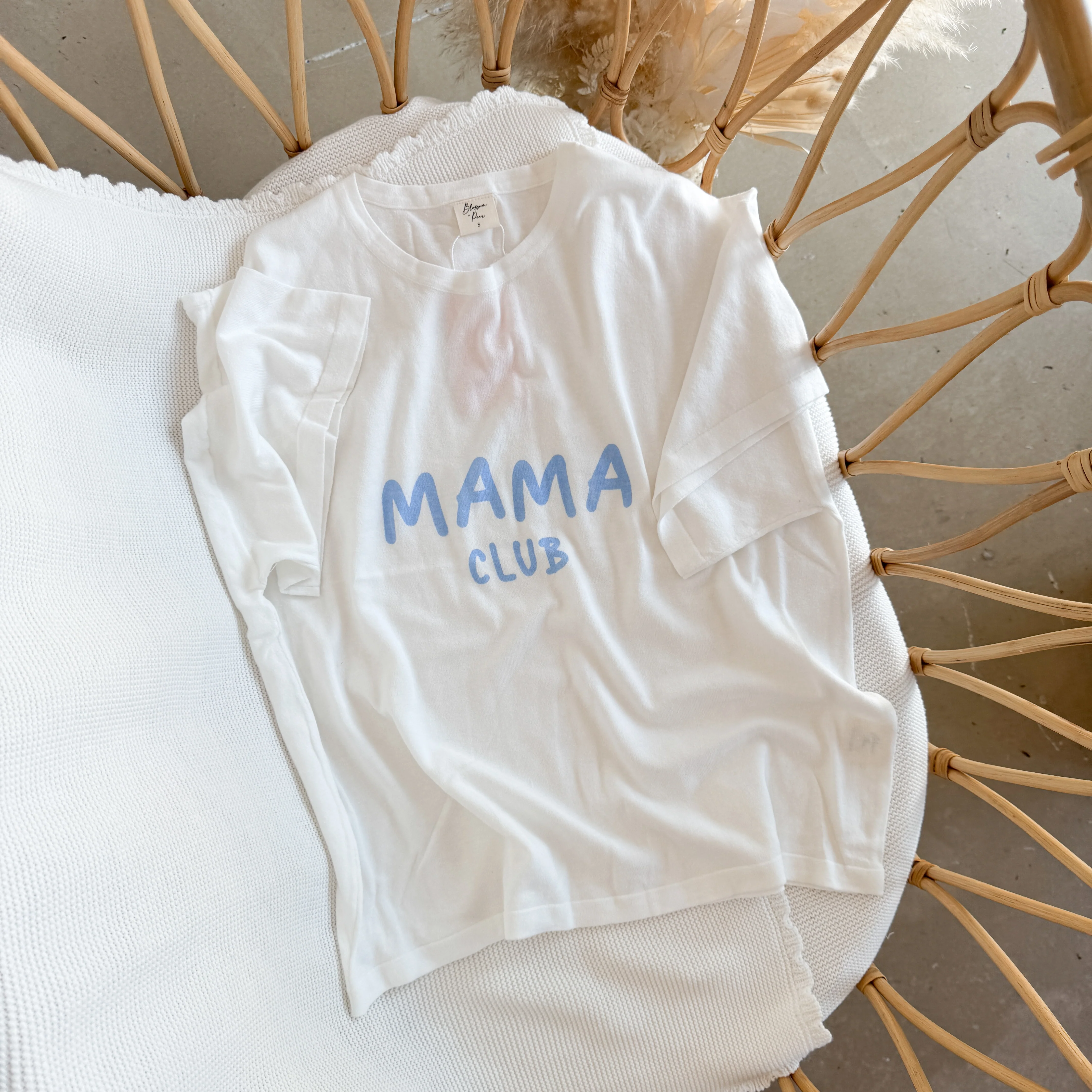 'Mama Club' Tee - White & Blue - Image 3