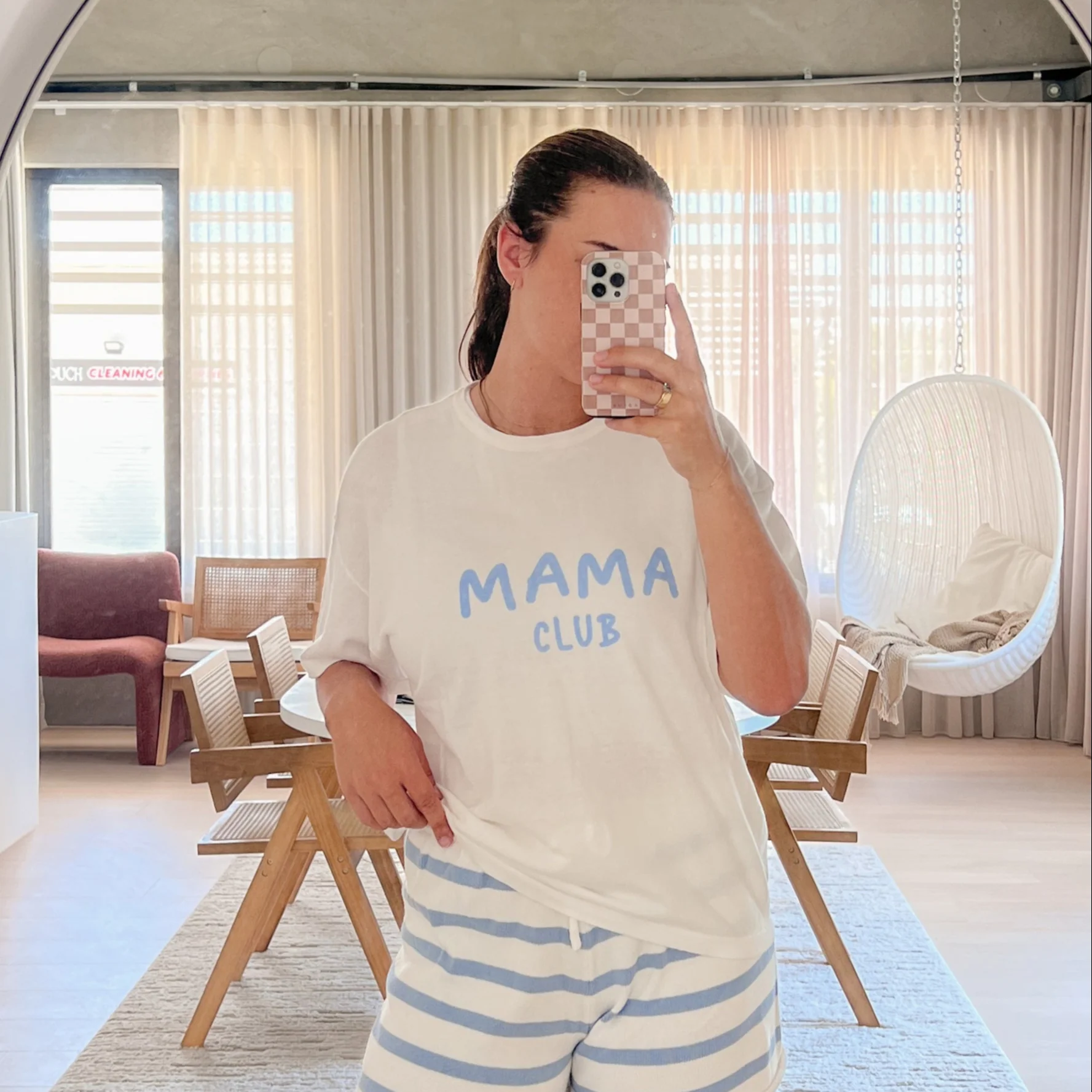 'Mama Club' Tee - White & Blue - Image 8