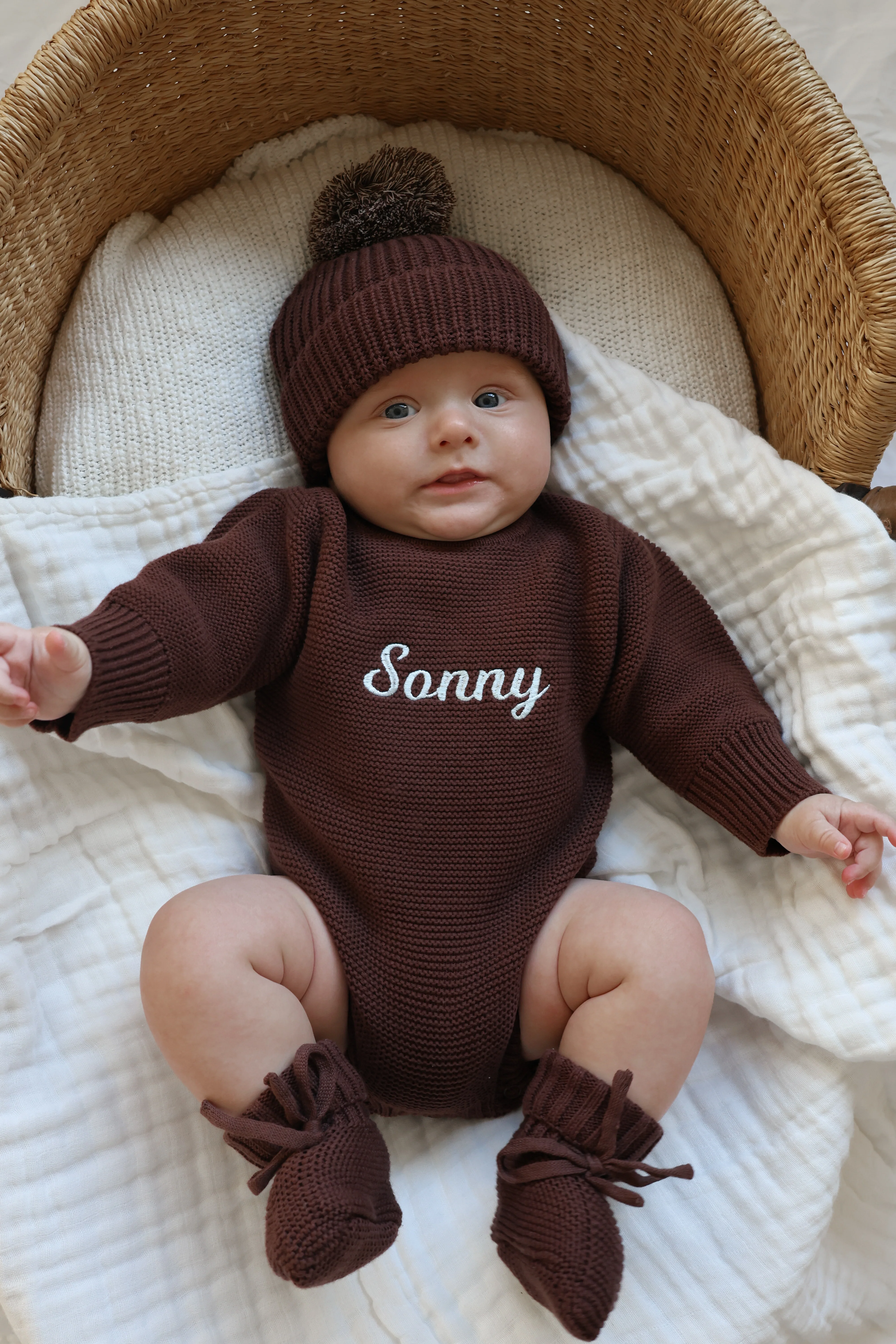 Long Sleeve Knit Romper - Espresso - Image 4