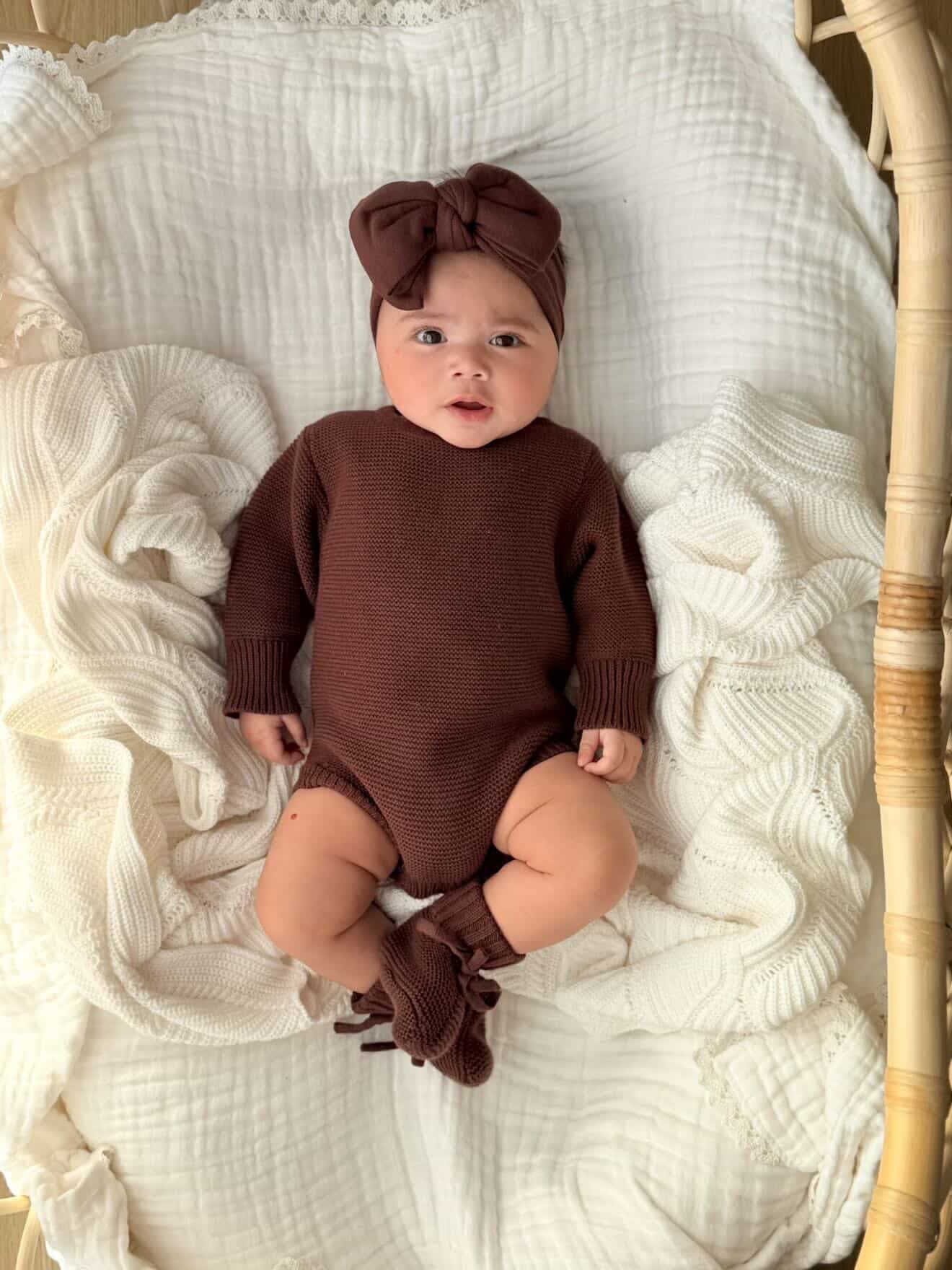 Long Sleeve Knit Romper - Espresso - Image 6