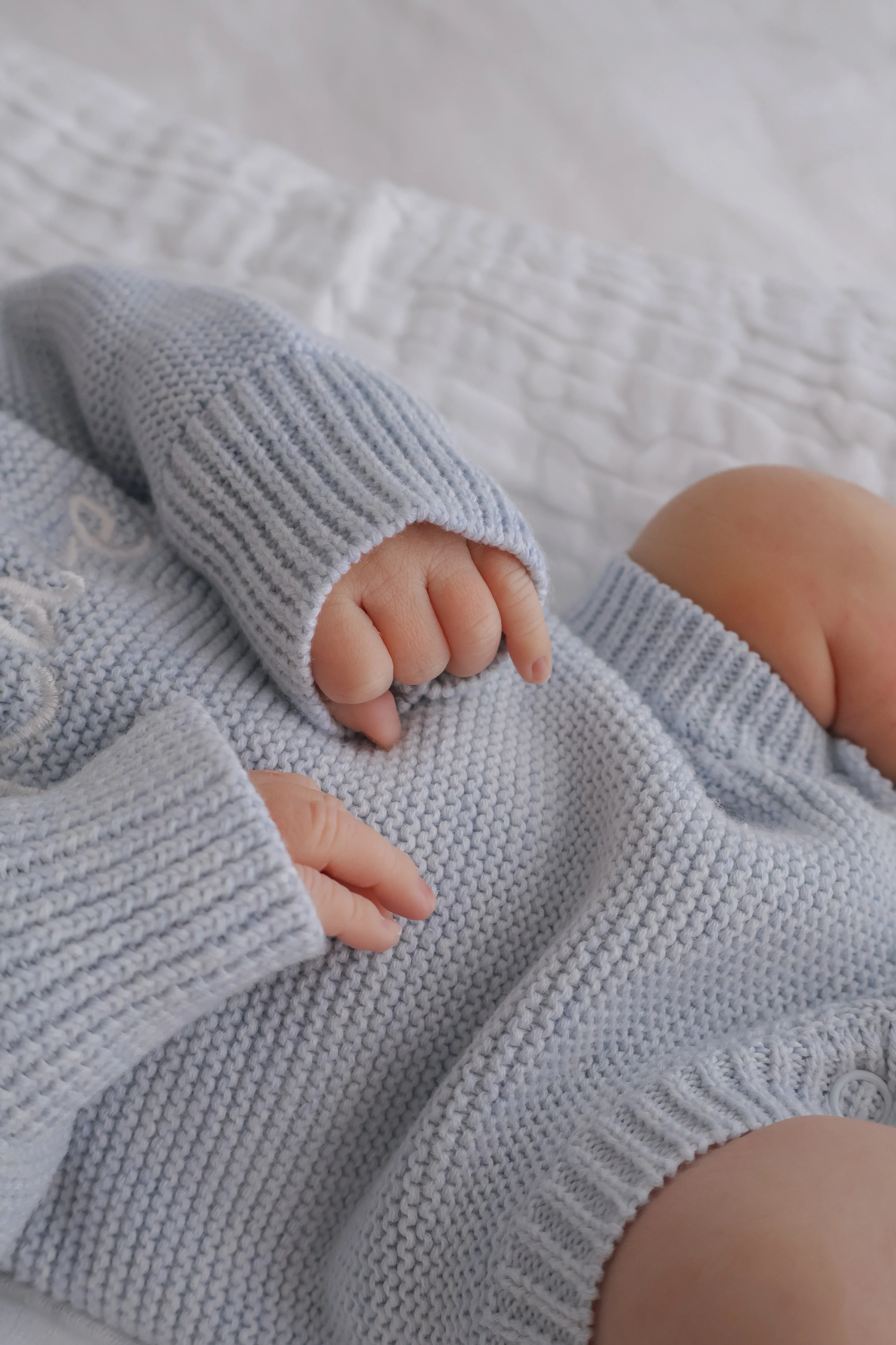 Long Sleeve Knit Romper - Powder Blue - Image 6