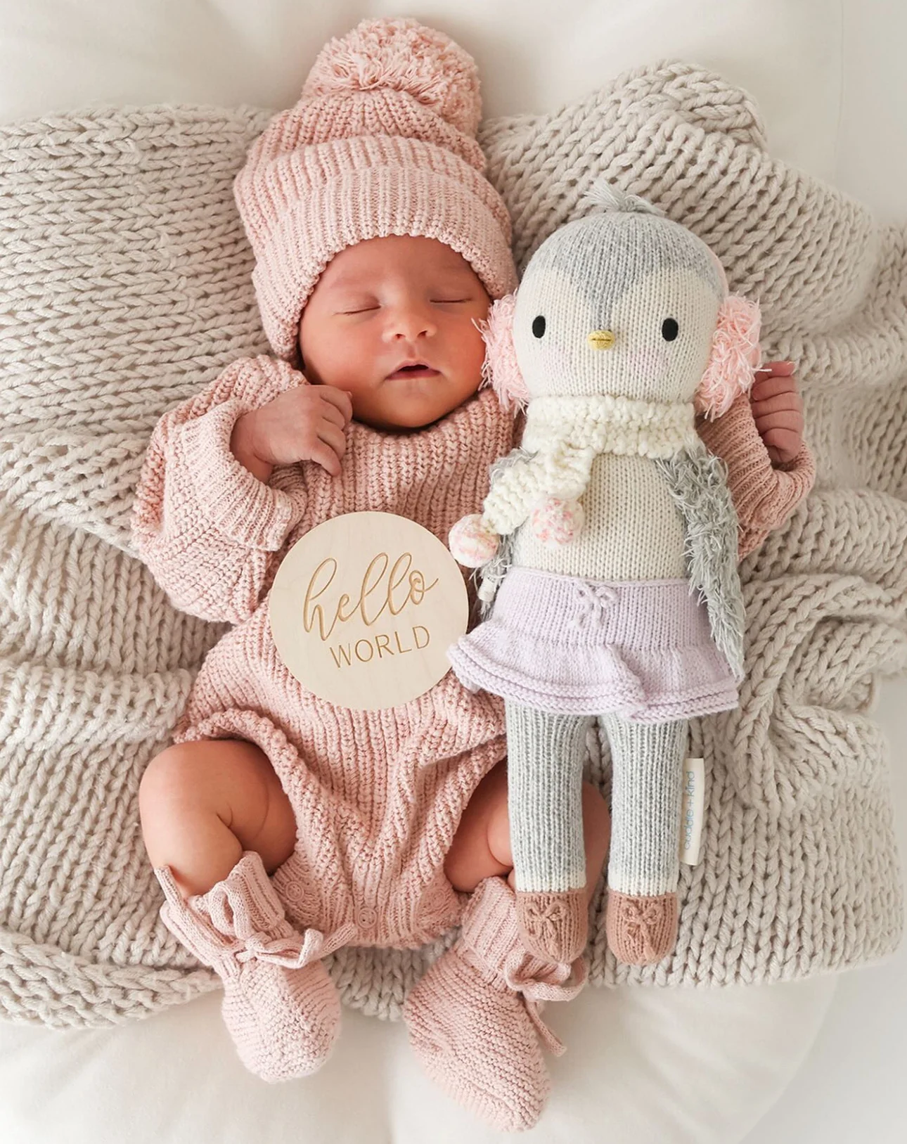 Chunky Knit Beanie - Blush - Image 3