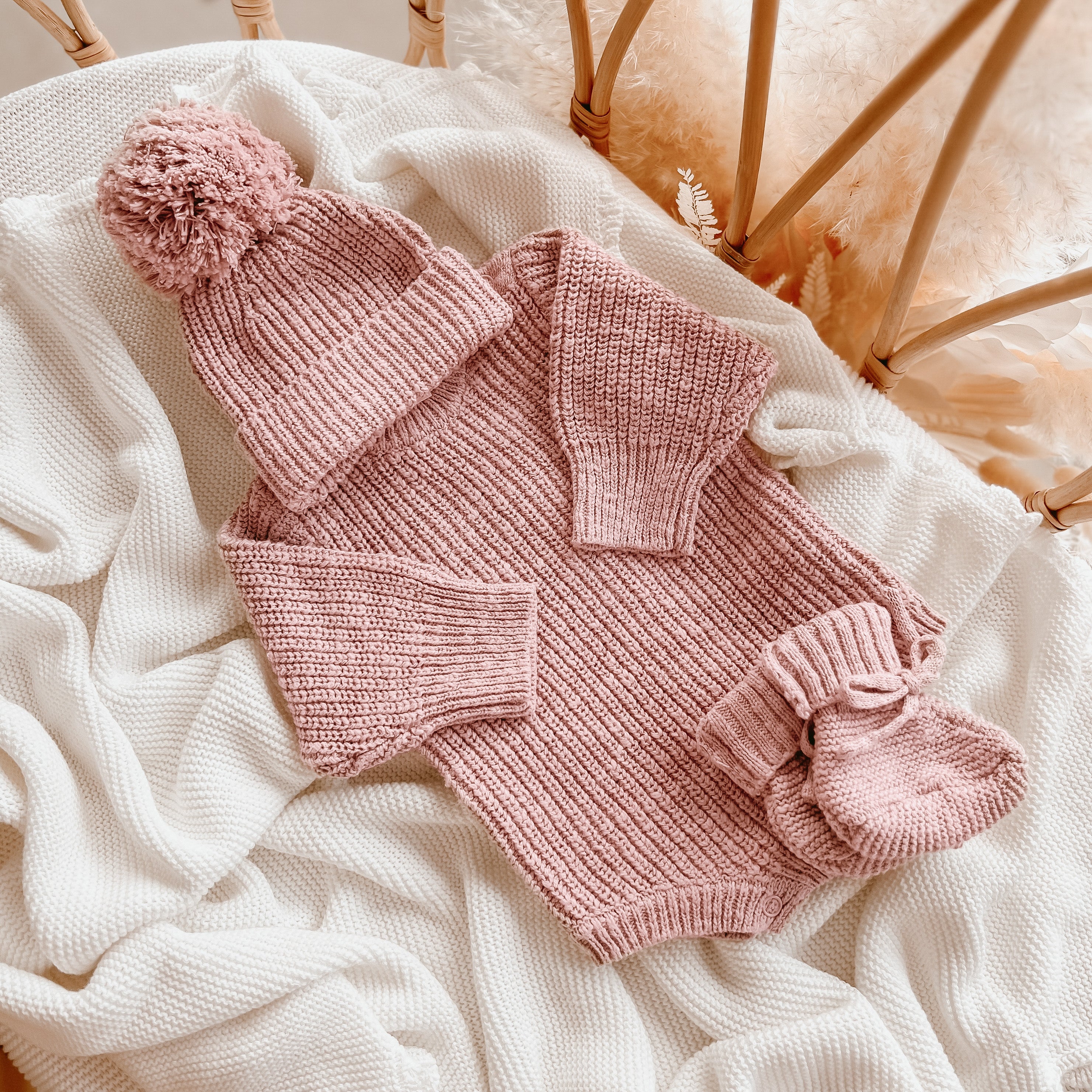 Chunky Knit Beanie - Blush - Image 5