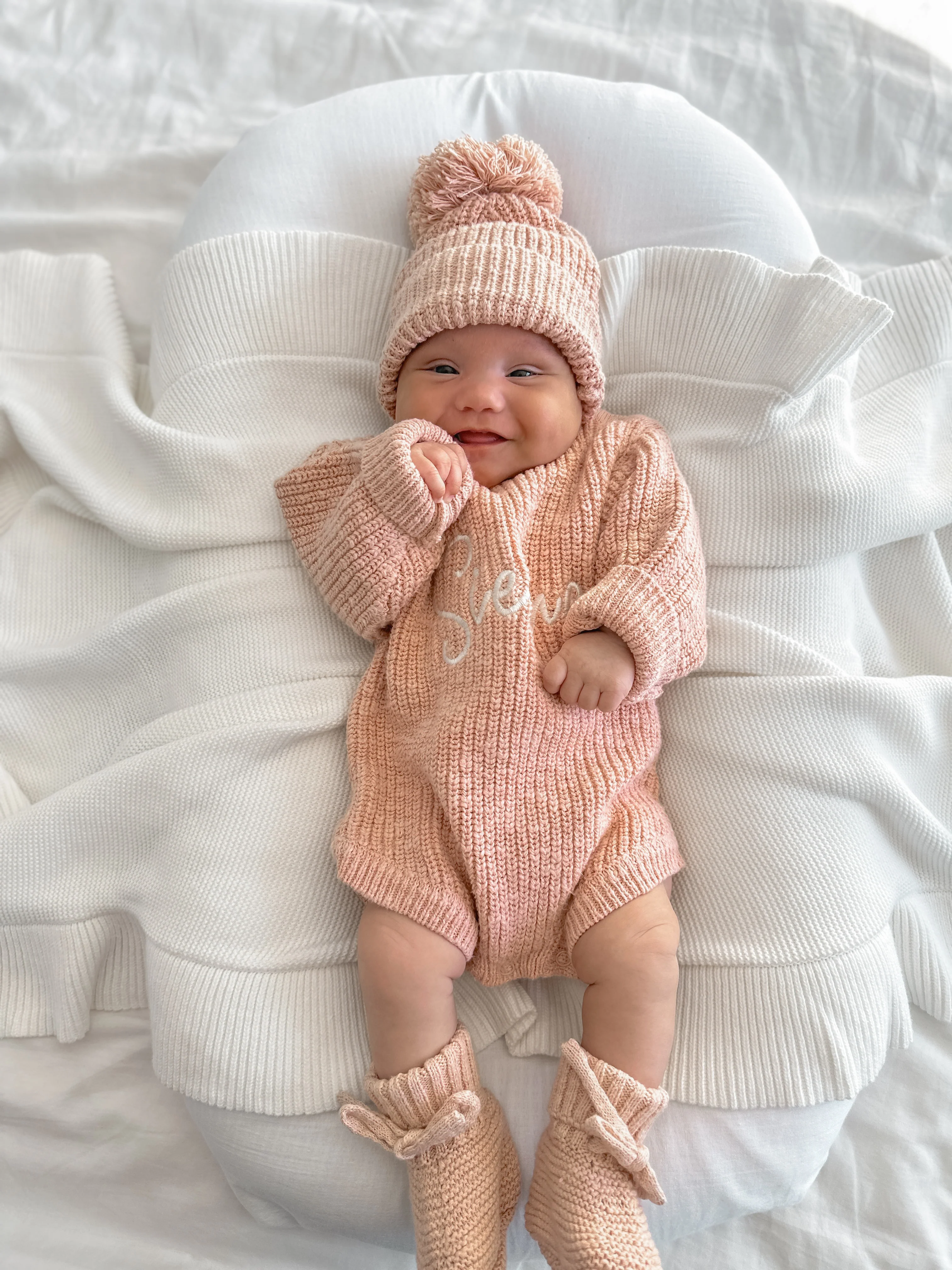 Chunky Knit Beanie - Blush - Image 6