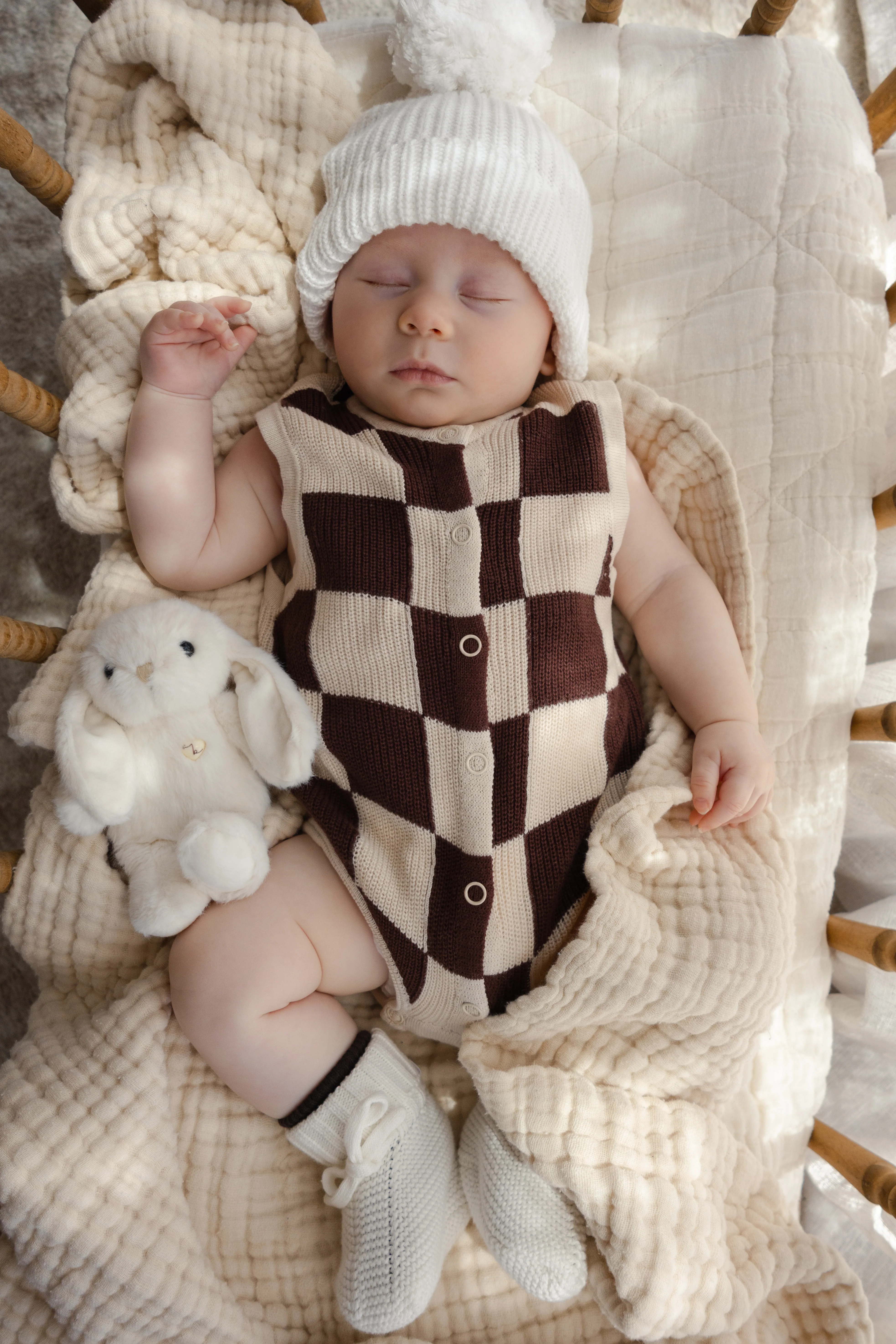 Espresso Check Knit Romper - Image 11