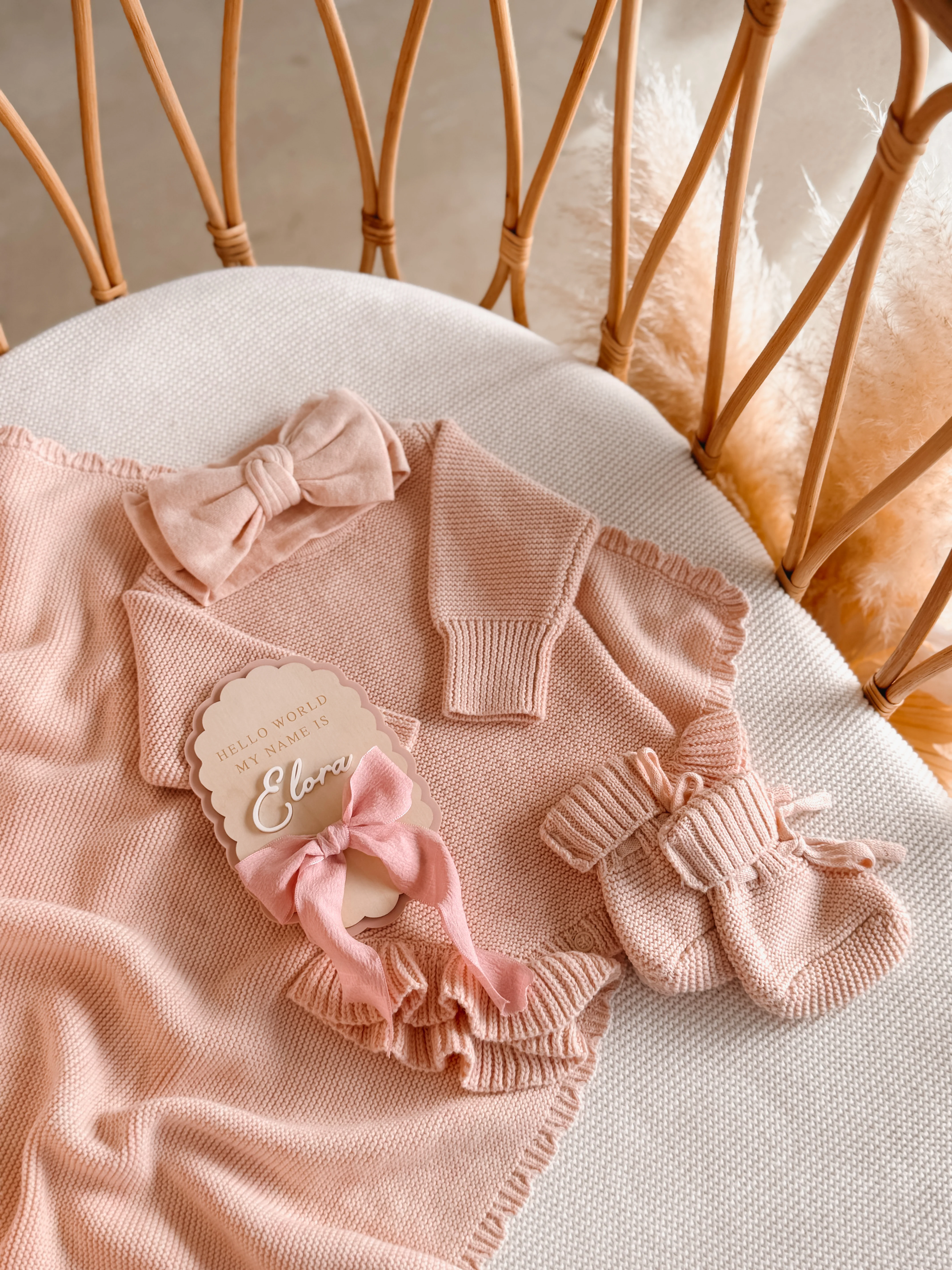 Long Sleeve Frill Leg Knit Romper - Pink Lemonade - Image 3