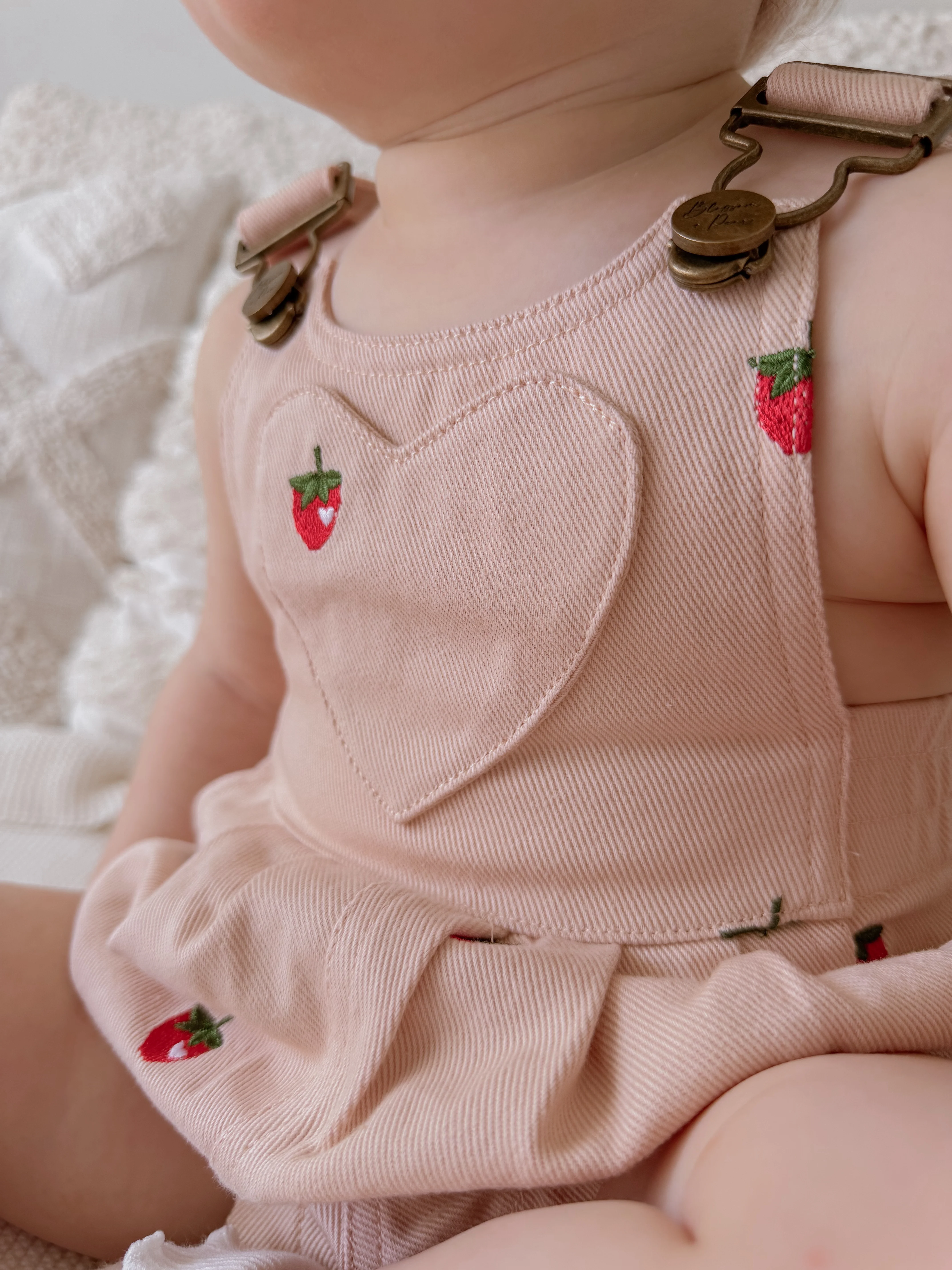 Denim Overall Romper - Strawberry Dreams - Image 4