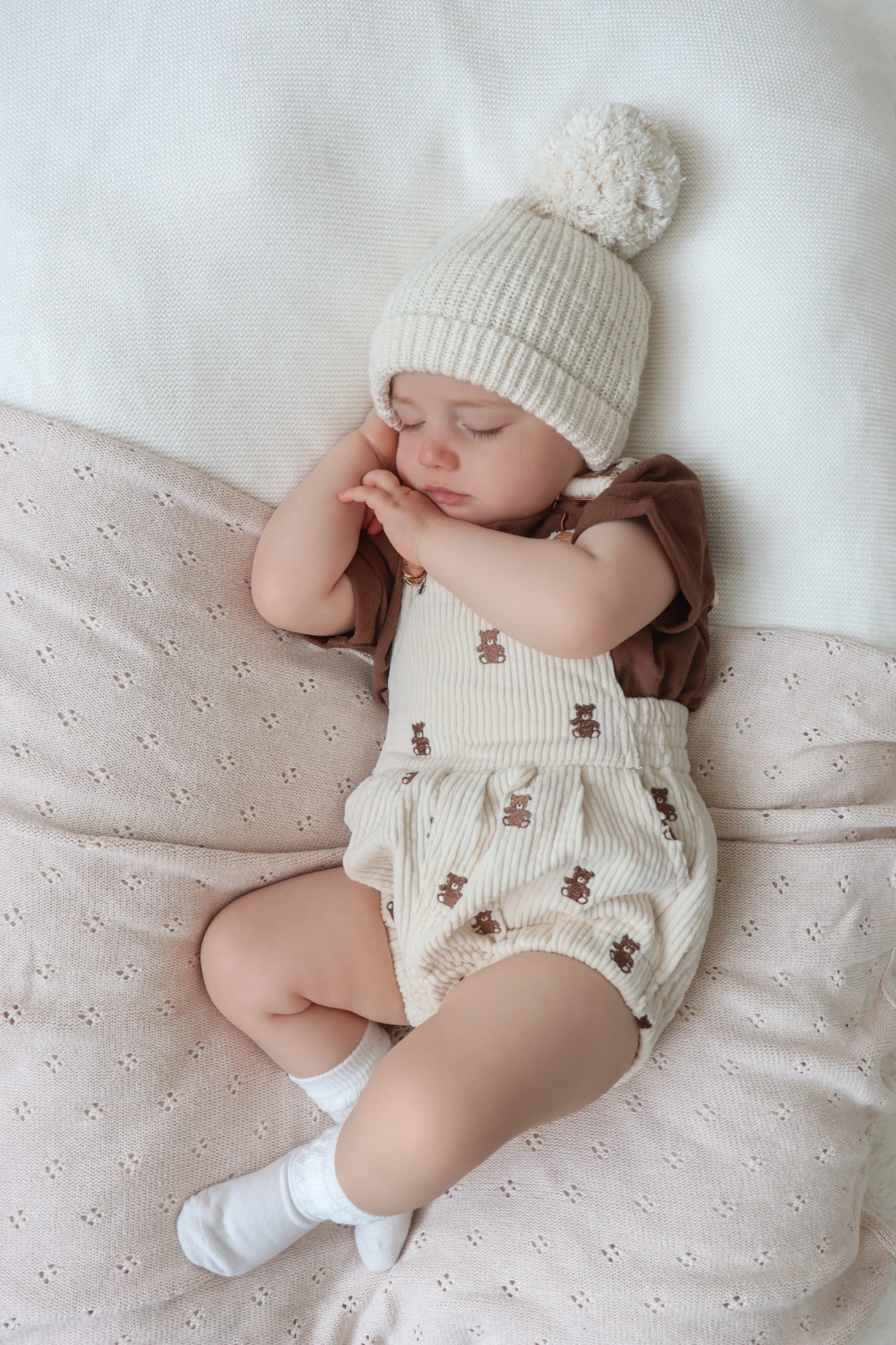 Corduroy Overall Romper - Teddy Bear - Image 12