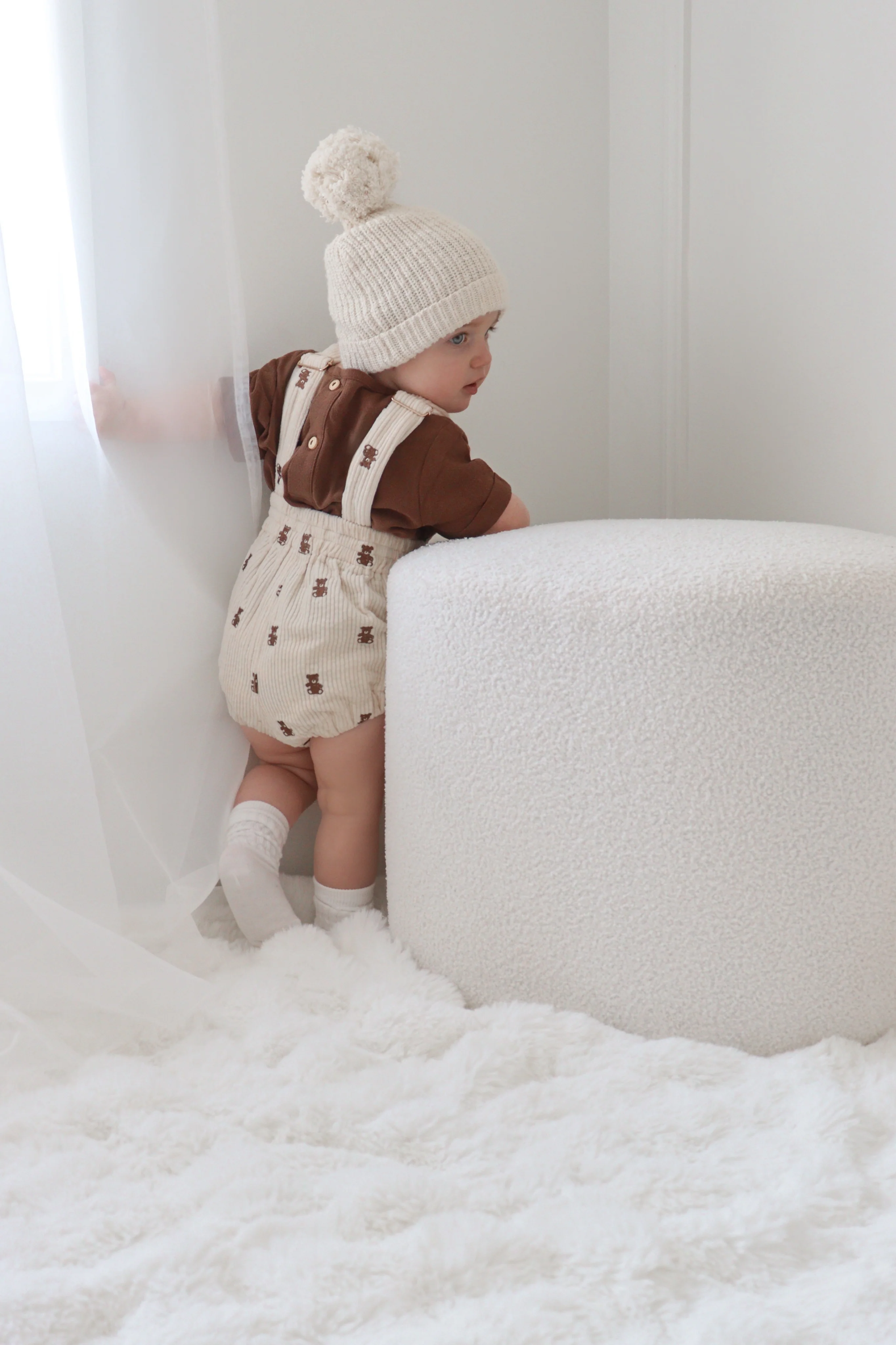 Corduroy Overall Romper - Teddy Bear - Image 13