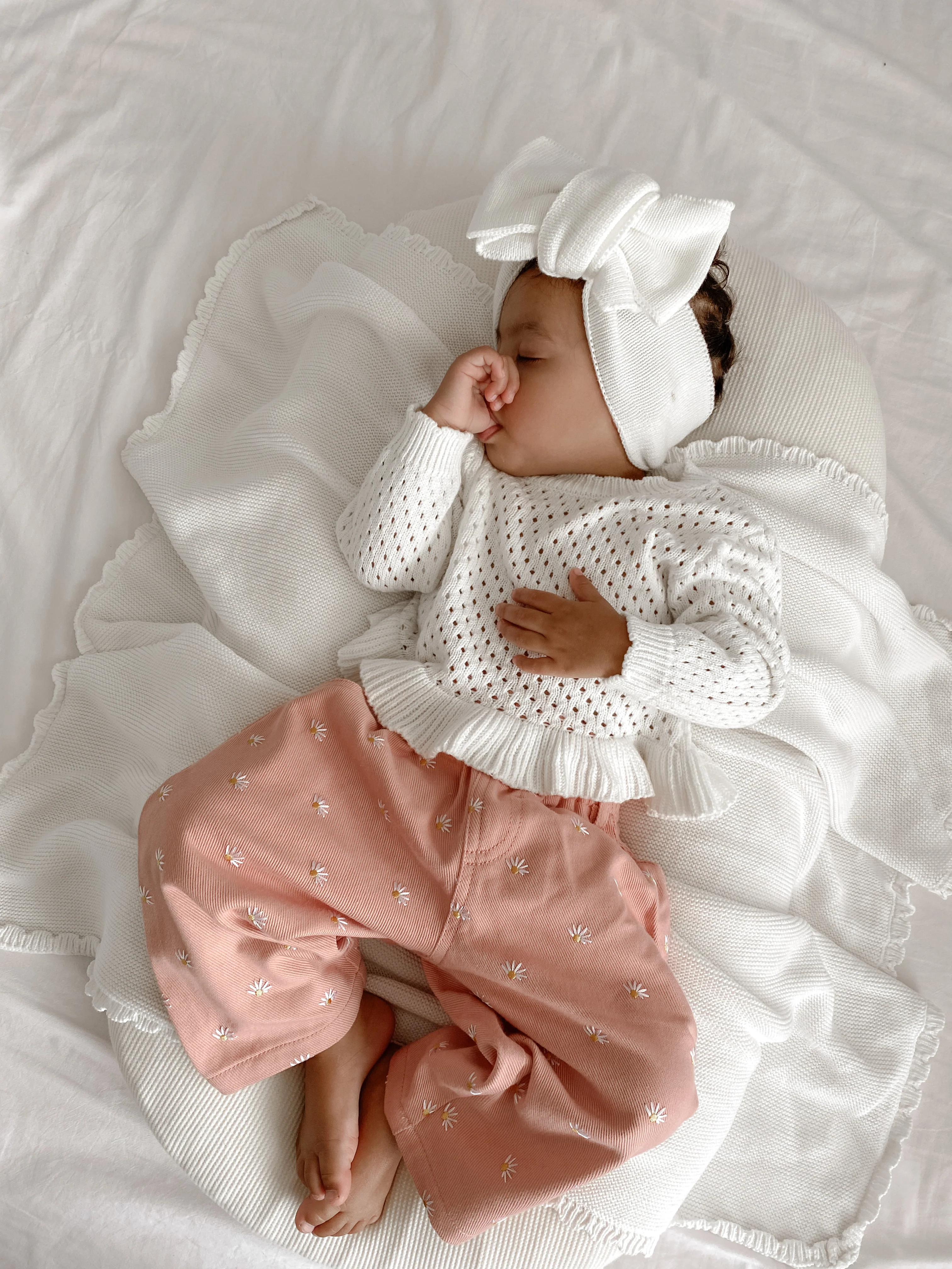 Crochet Long Sleeve Frill Top - Milk - Image 6