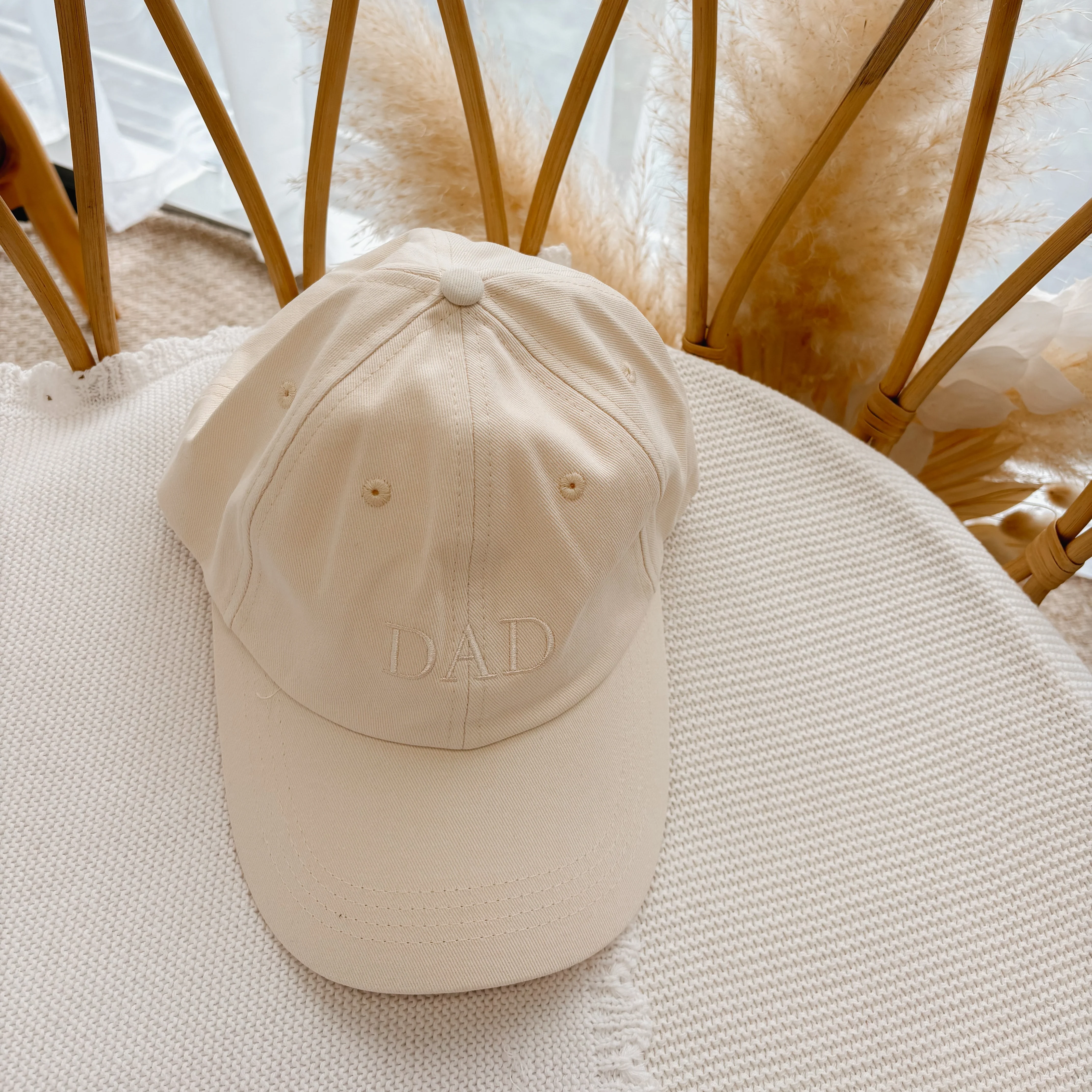 'Dad' Cotton Curve Brim Cap - Ivory - Image 2