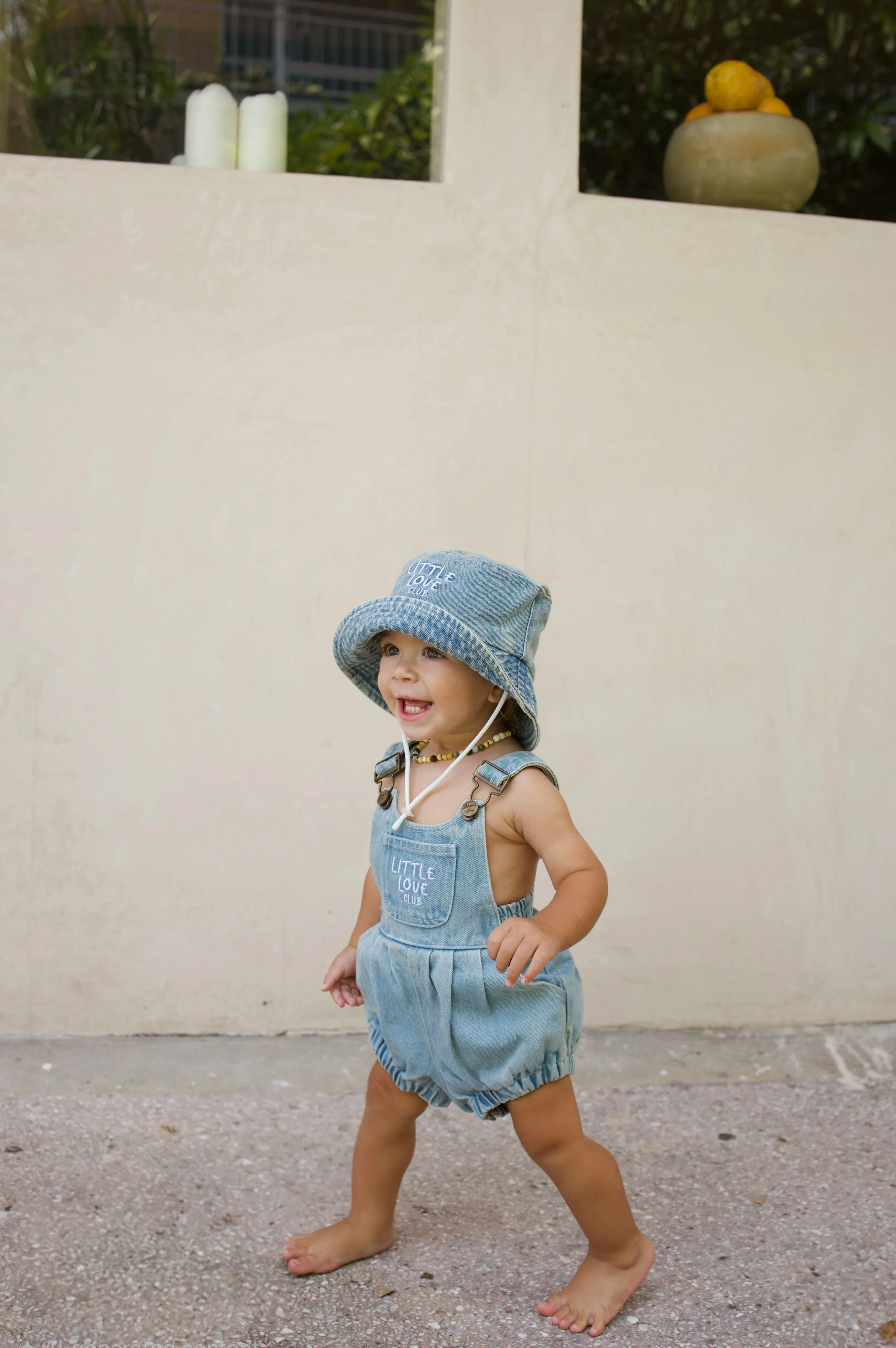 'Little Love Club' Vintage Denim Overall Romper - Image 4