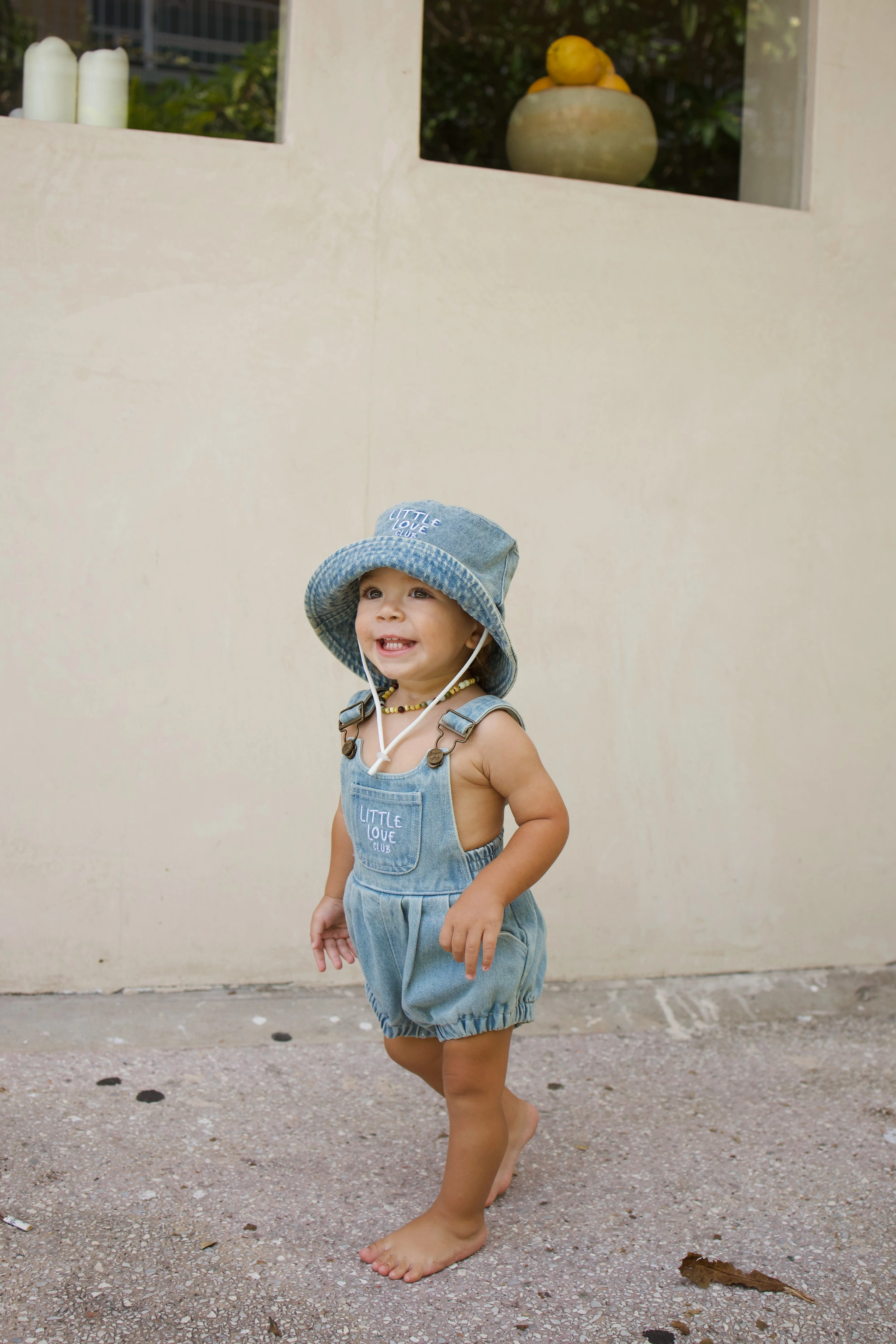'Little Love Club' Vintage Denim Overall Romper - Image 5