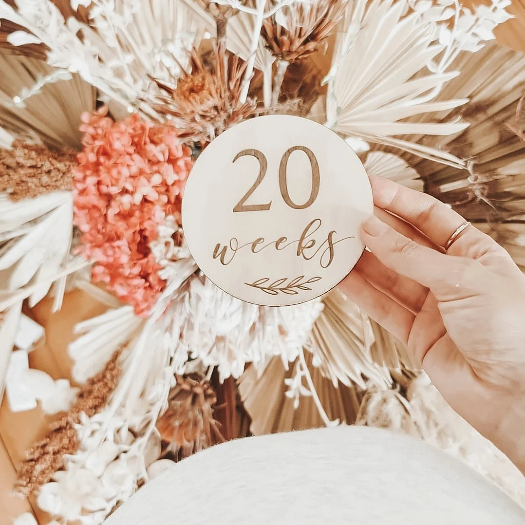 Engraved Wooden Pregnancy Milestone Collection - Set of 14 - 10cm - Image 12