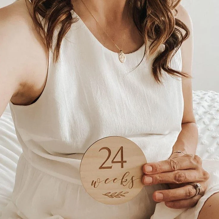 Engraved Wooden Pregnancy Milestone Collection - Set of 14 - 10cm - Image 8