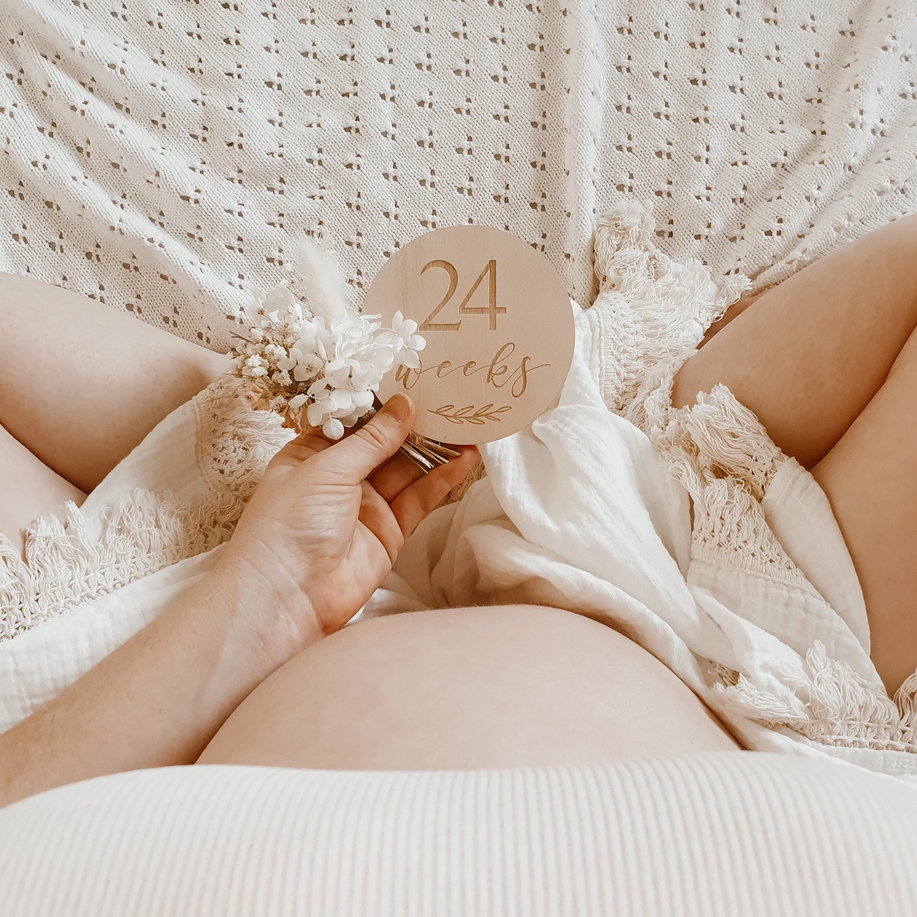Engraved Wooden Pregnancy Milestone Collection - Set of 14 - 10cm - Image 9