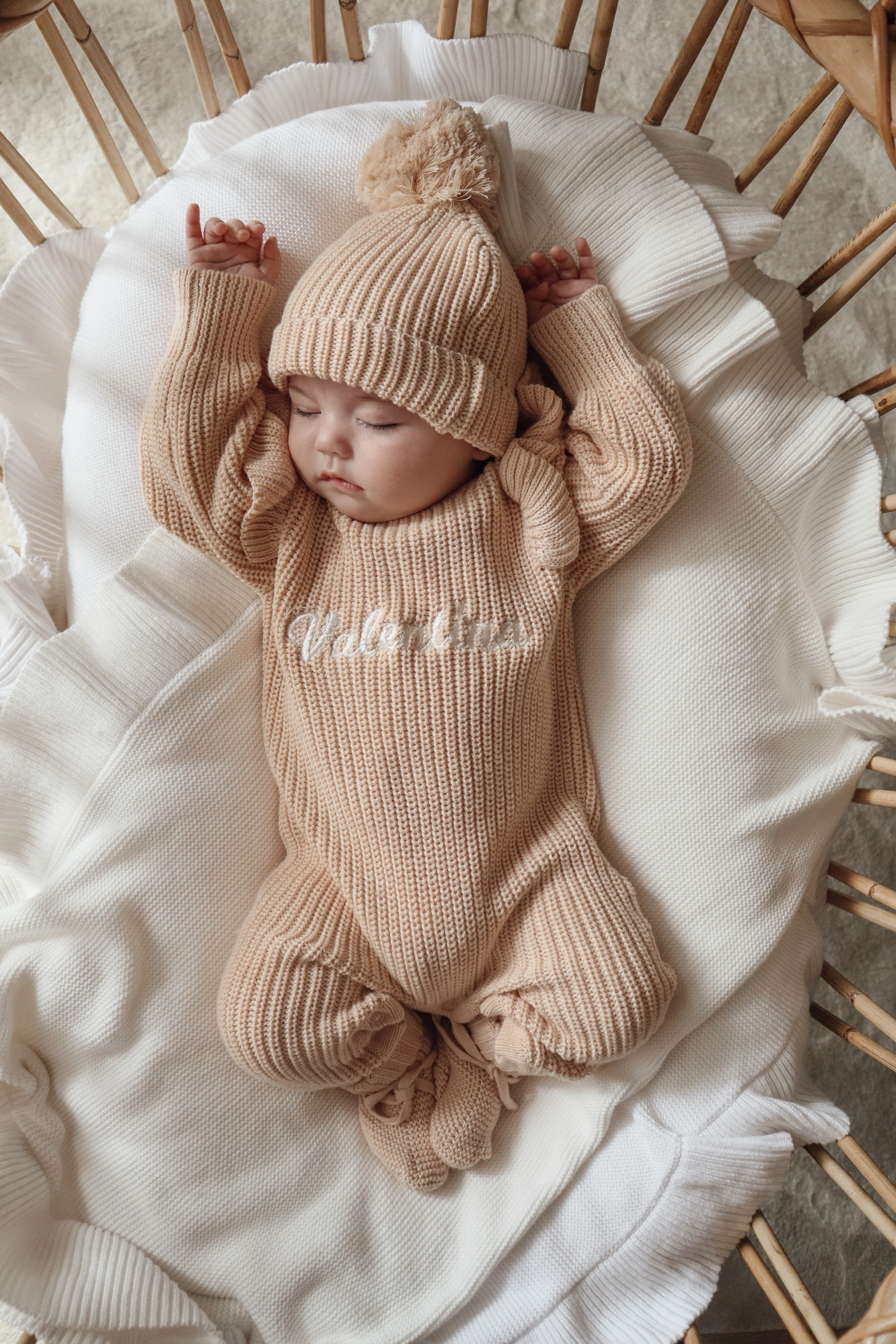 Frankie Shoulder Flutter Knit Romper & Beanie Bundle - Pink Lemonade - Image 4