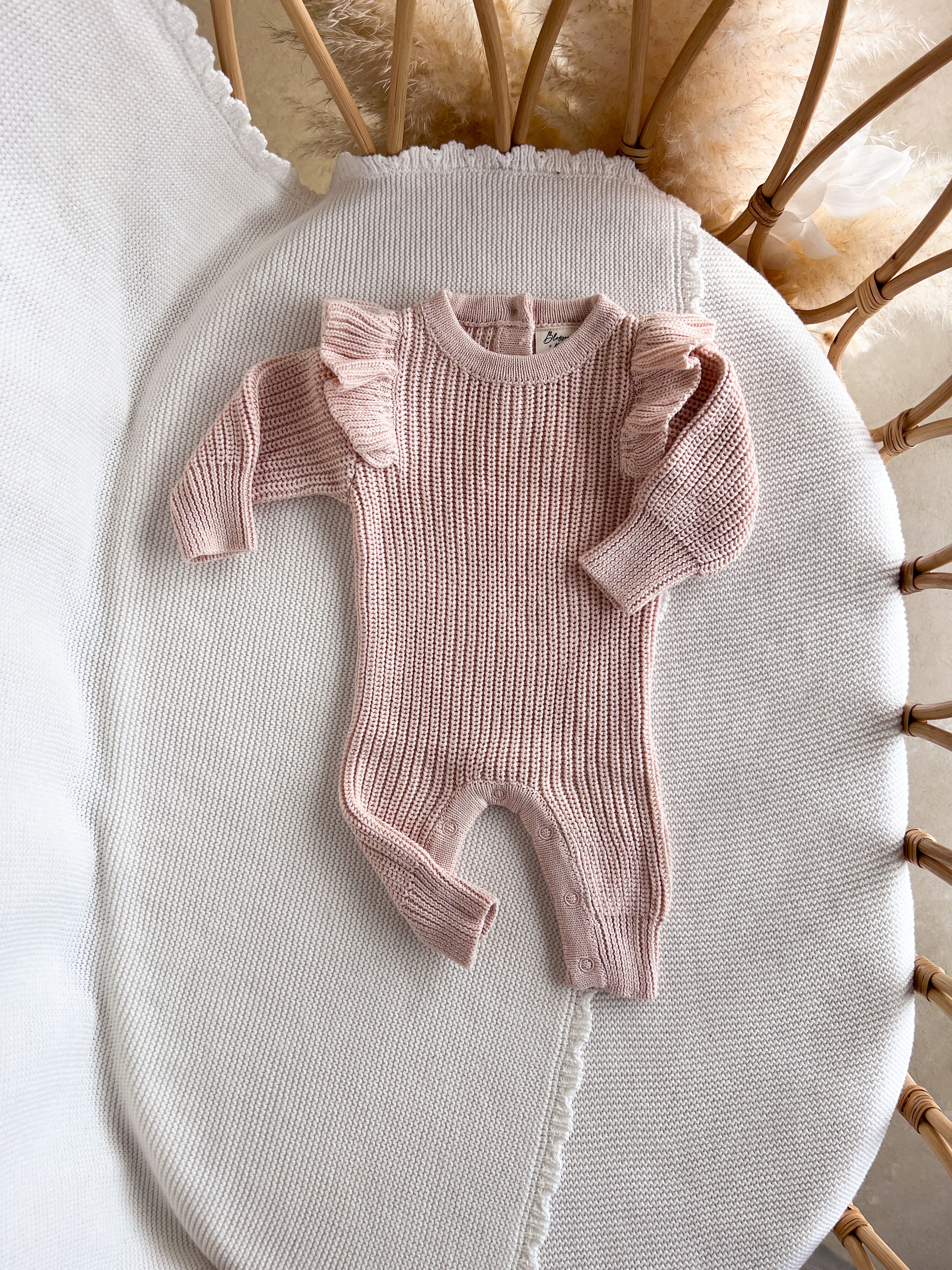 Frankie Shoulder Flutter Knit Romper & Beanie Bundle - Pink Lemonade - Image 5