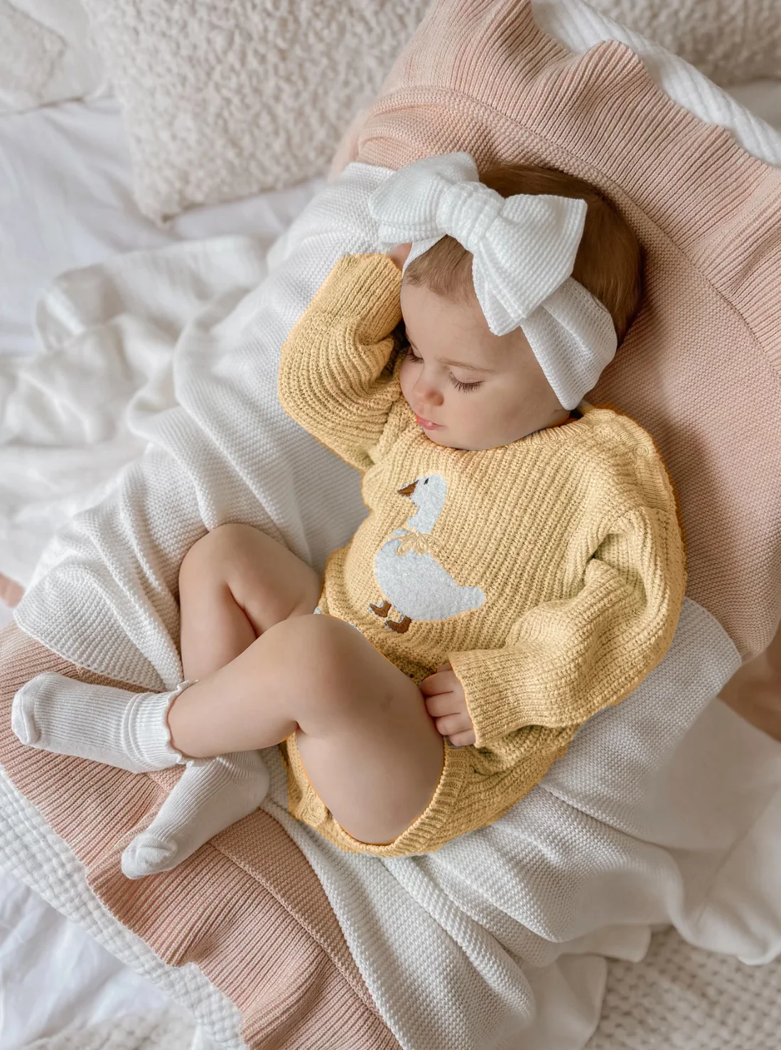 Goose Chunky Knit Romper - Lemon - Image 7