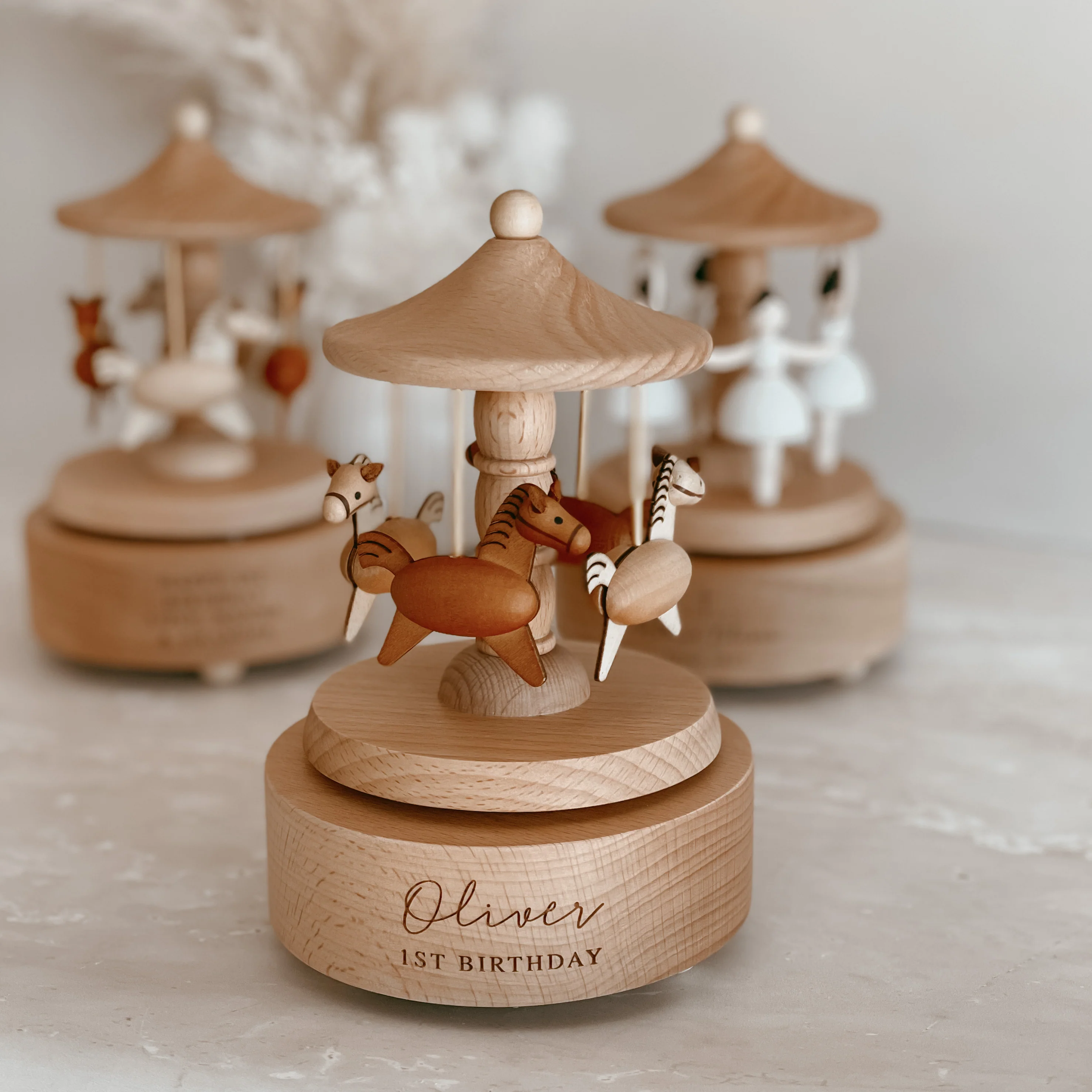 Heirloom Wooden Musical Carousel - Horse - Image 3