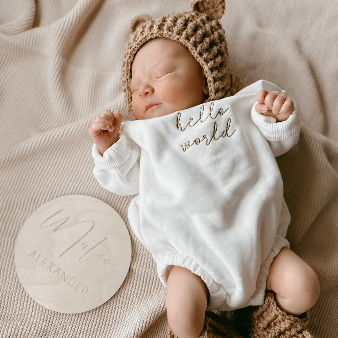 ‘Hello World' Long Sleeve Bubble Romper - Image 5