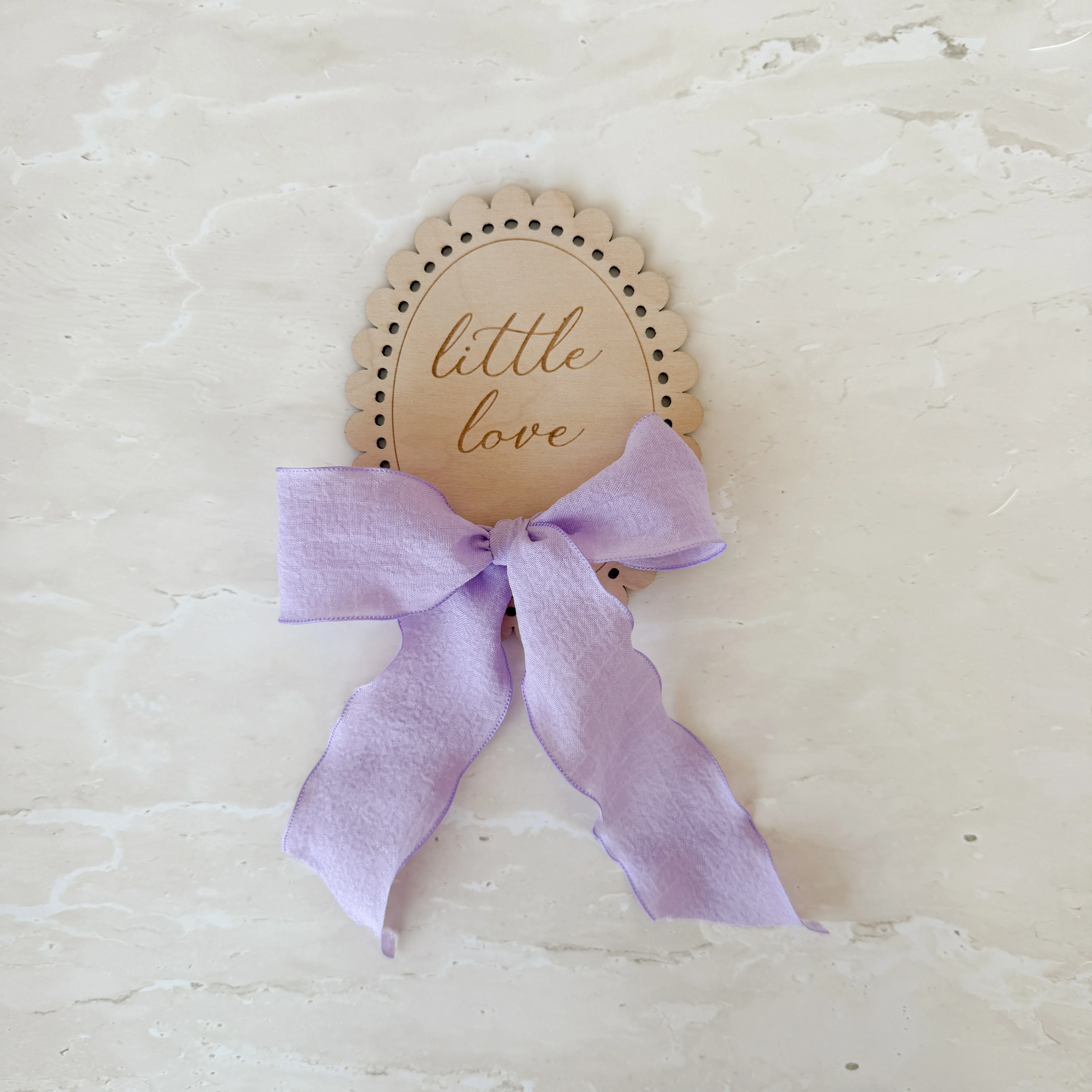Hello World/Little Love Two-Sided Announcement Bow Plaque (10cm) - Image 4