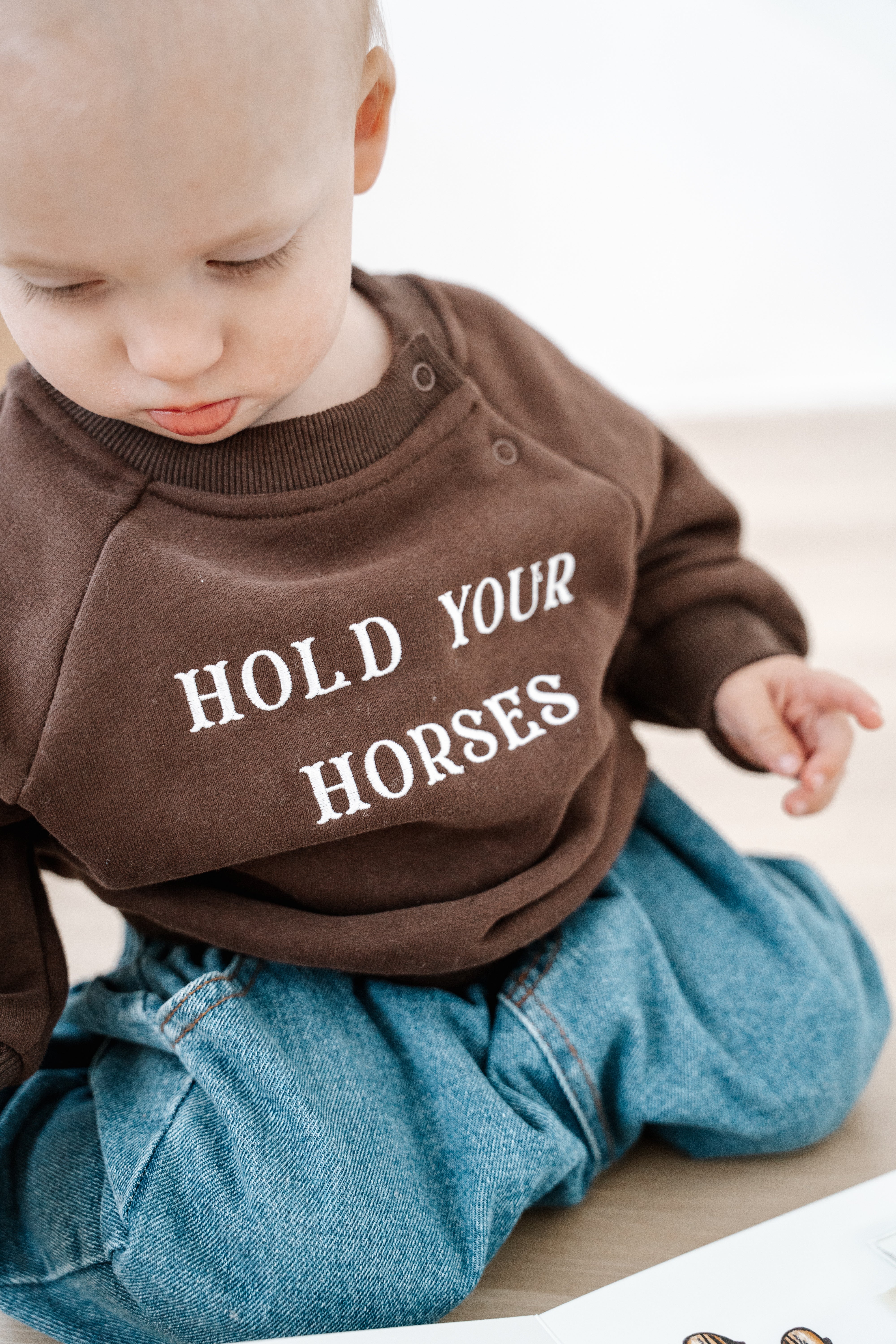 'Hold Your Horses' Crew Sweater - Espresso - Image 7