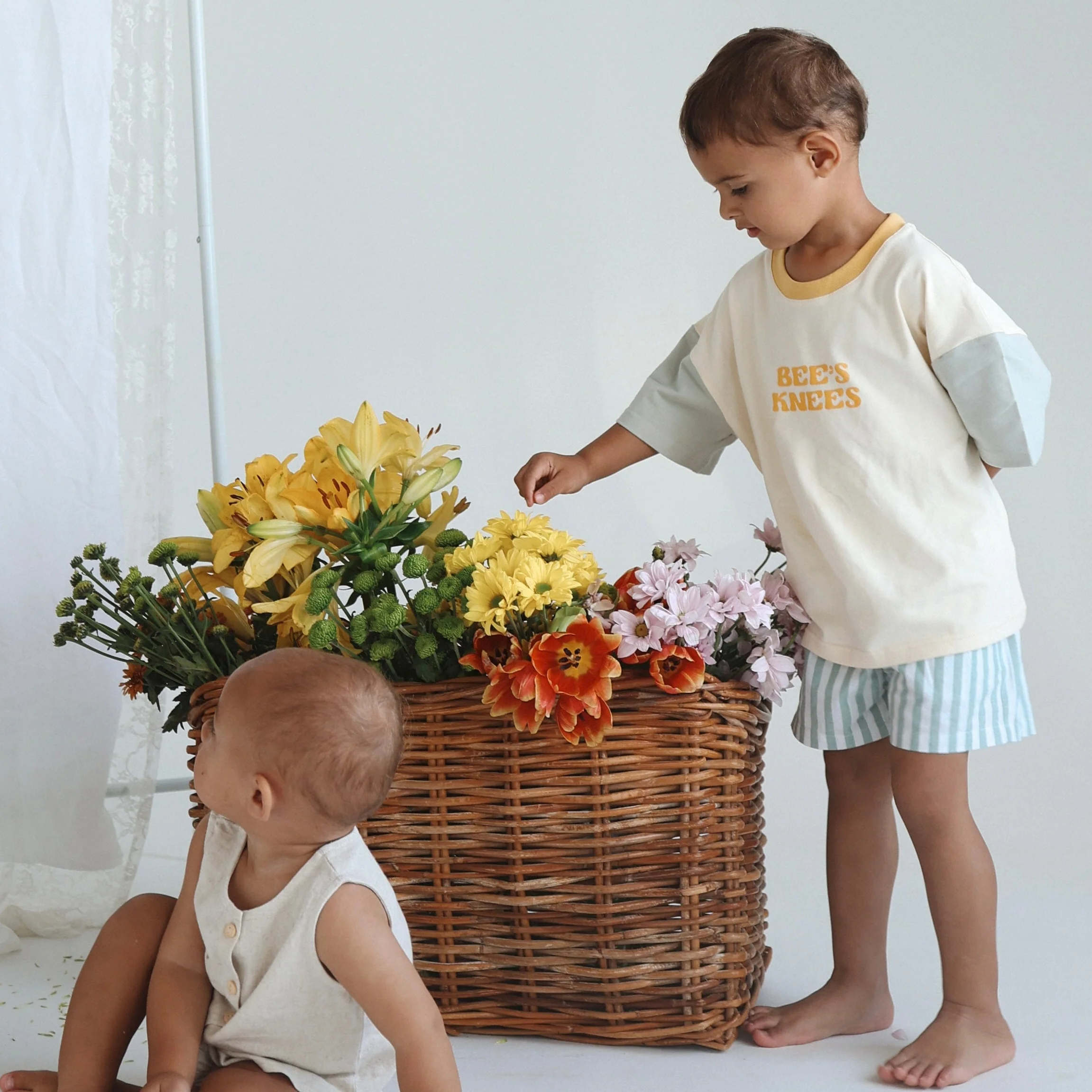 Kids Sage Stripe Shorts