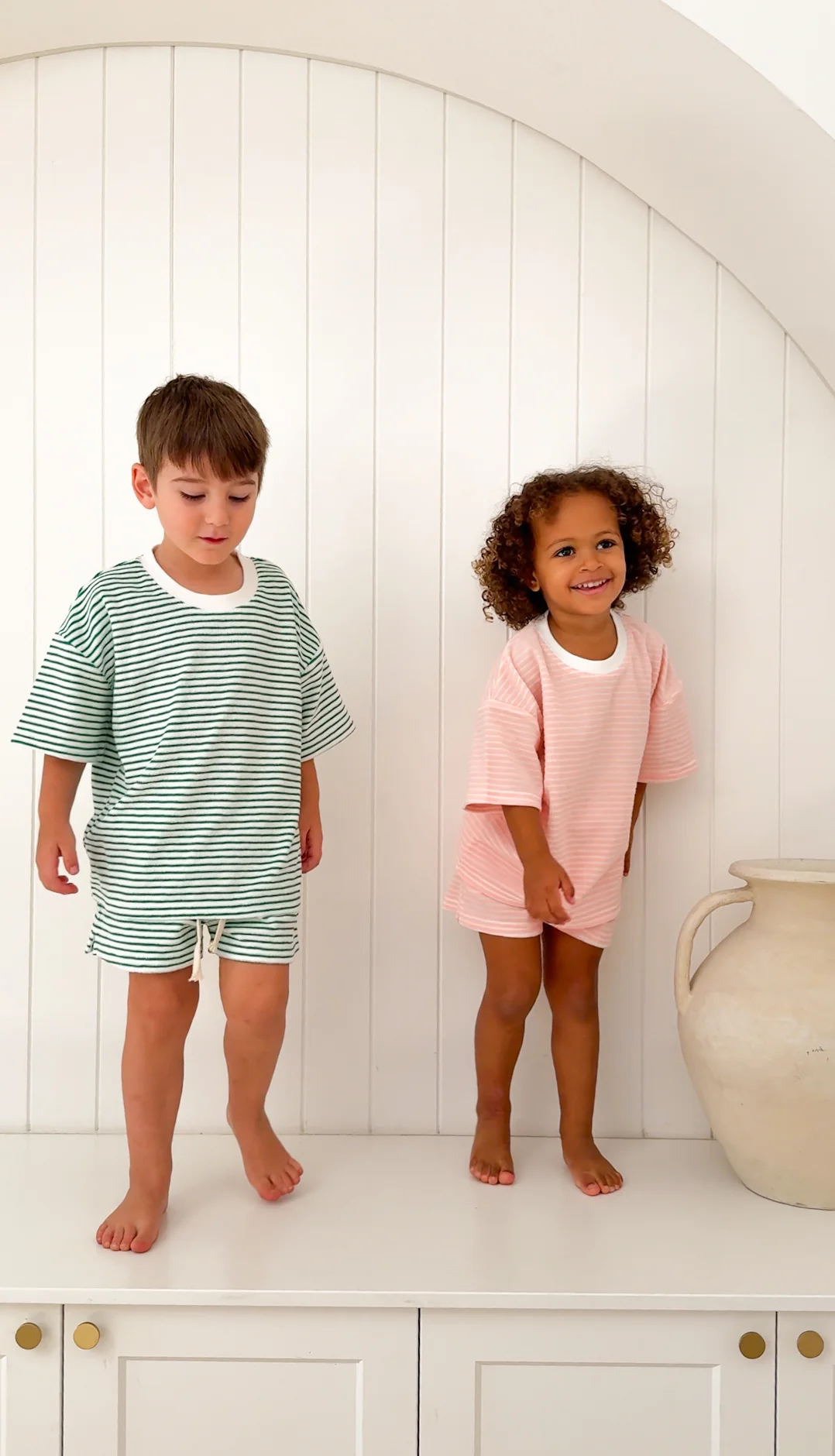 Kids Stripe Terry Set - Blush - Image 7
