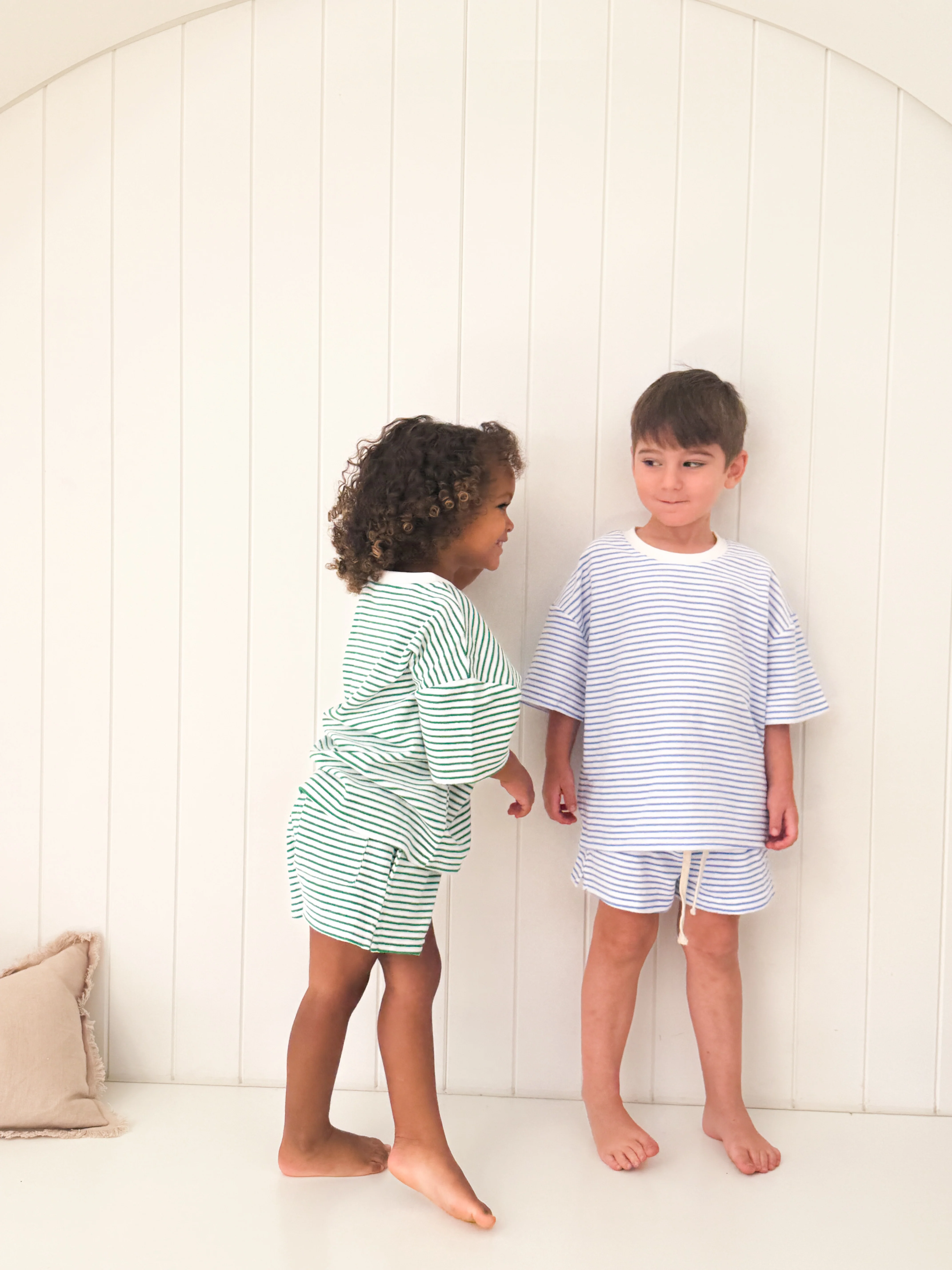 Kids Stripe Terry Set - Green - Image 9