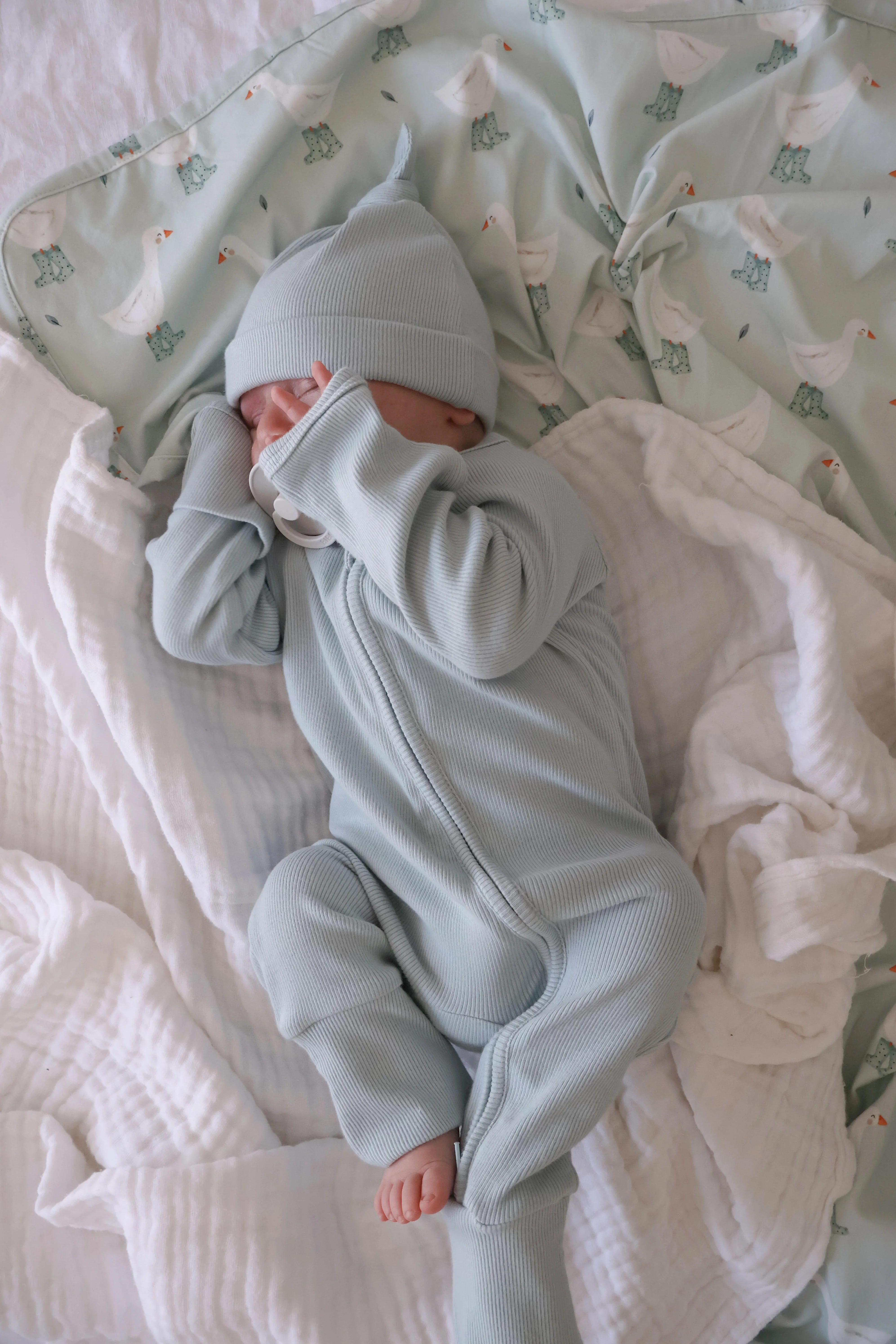 Knotted Cotton Beanie - Baby Blue - Image 2