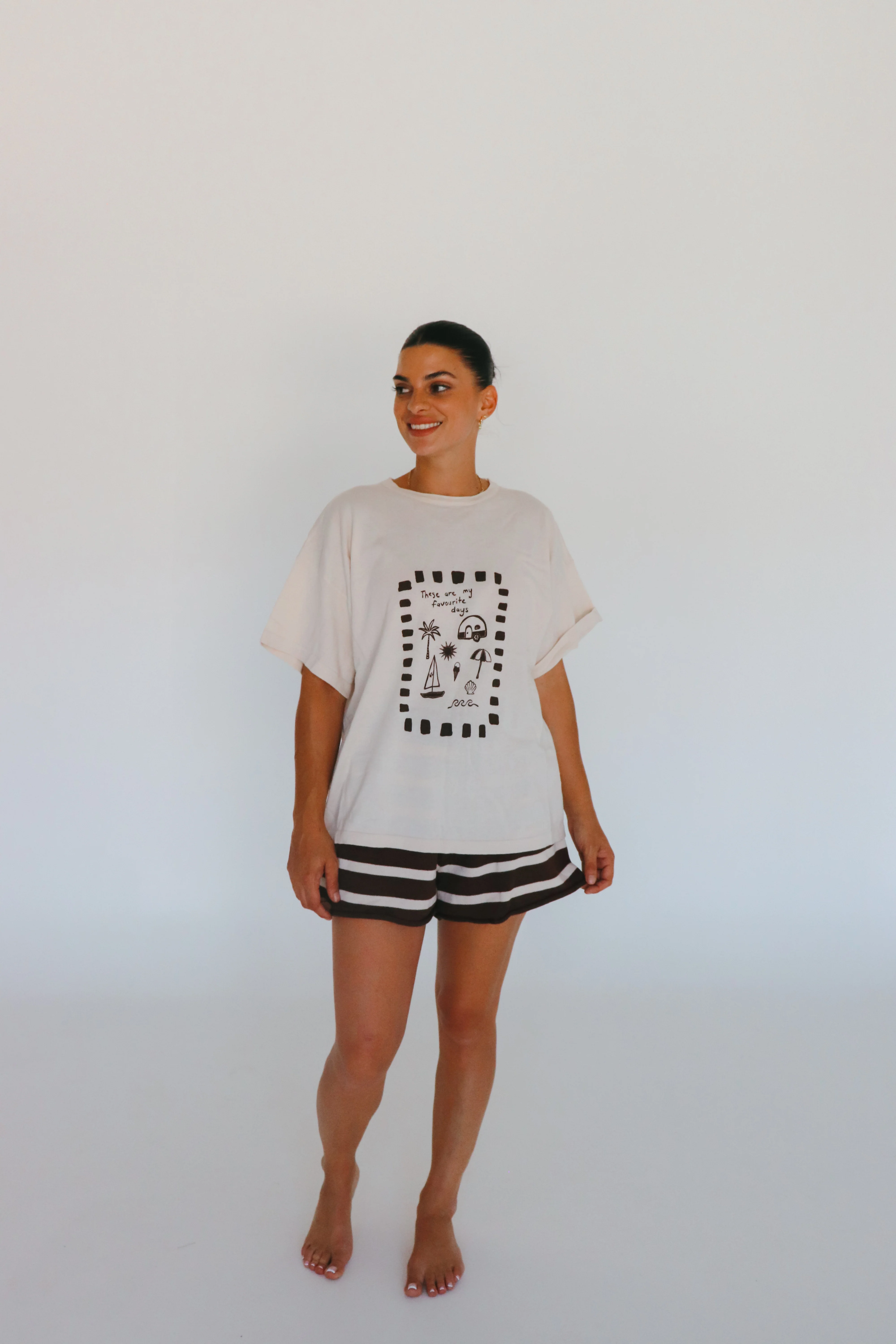 Ladies 'Favourite Days' Tee - Cream & Brown - Image 7