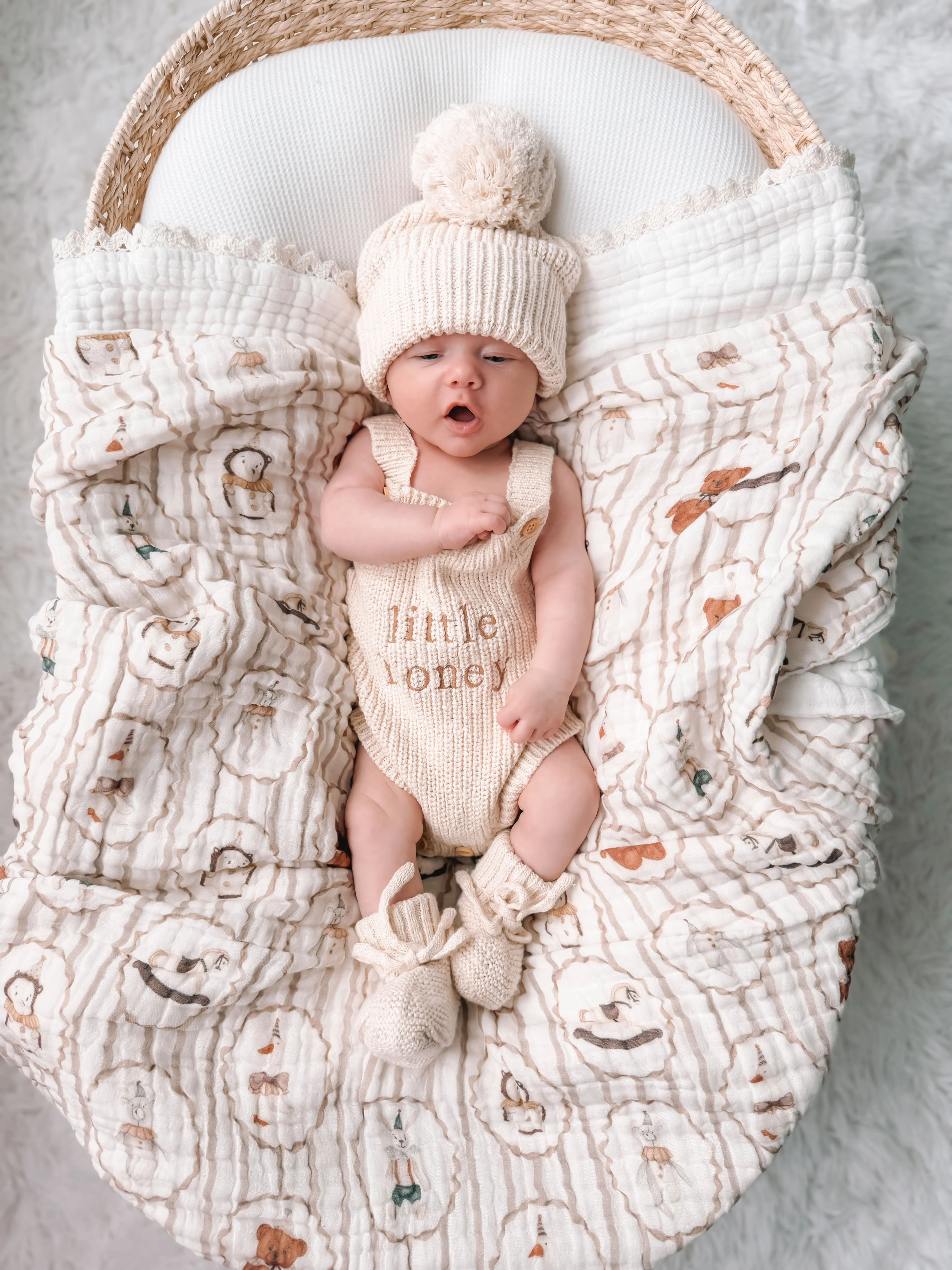 'Little Honey' Singlet Knit Romper & Beanie Bundle - Image 2