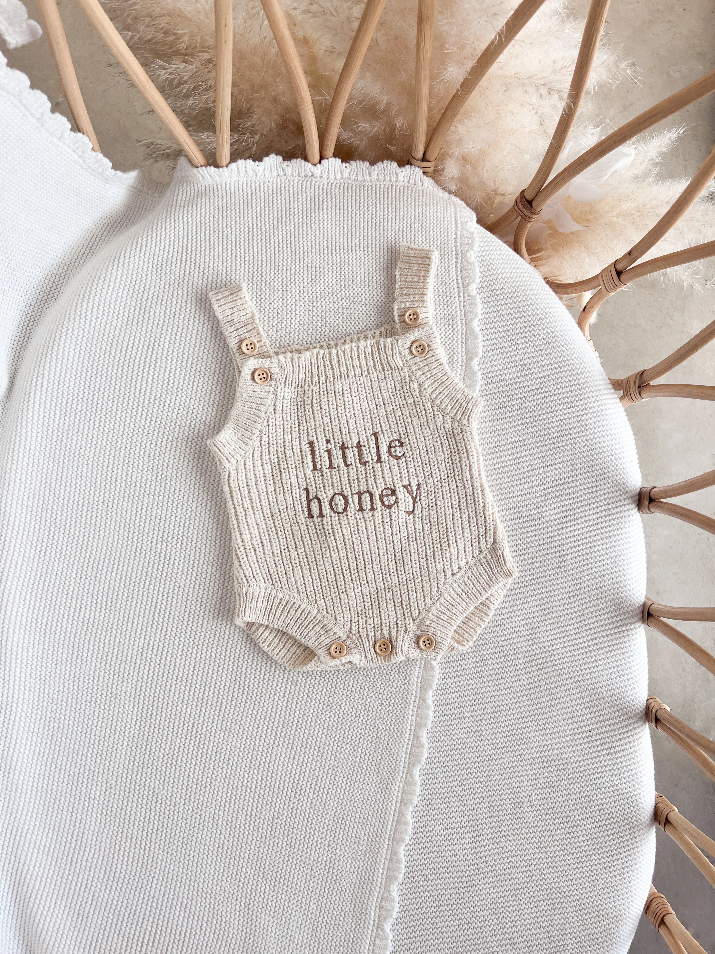 'Little Honey' Singlet Knit Romper & Beanie Bundle - Image 5