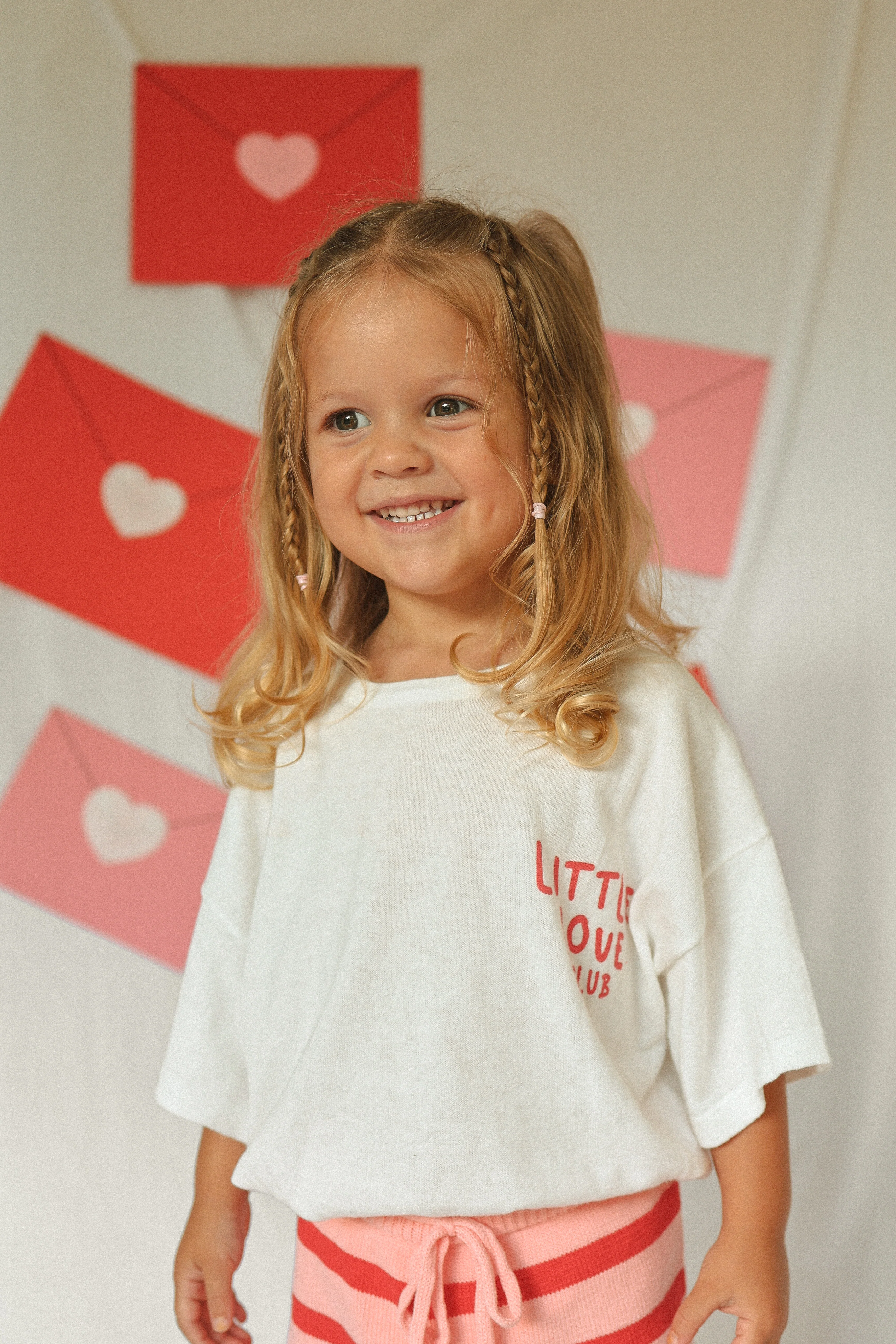 'Little Love Club' Tee and Knit Shorts Bundle - White & Red - Image 3