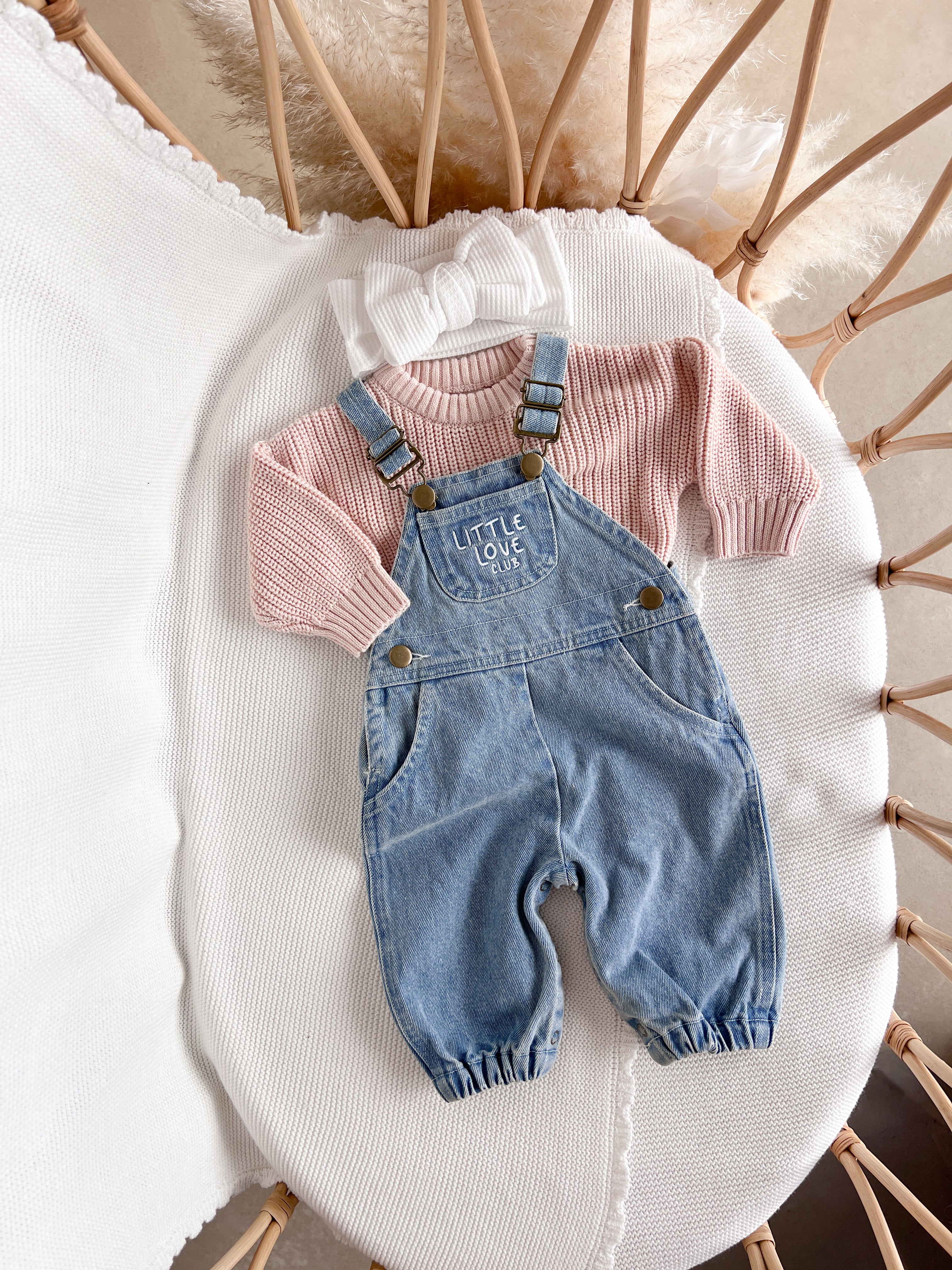 'Little Love Club' Vintage Blue Denim Overalls Bundle - Image 4