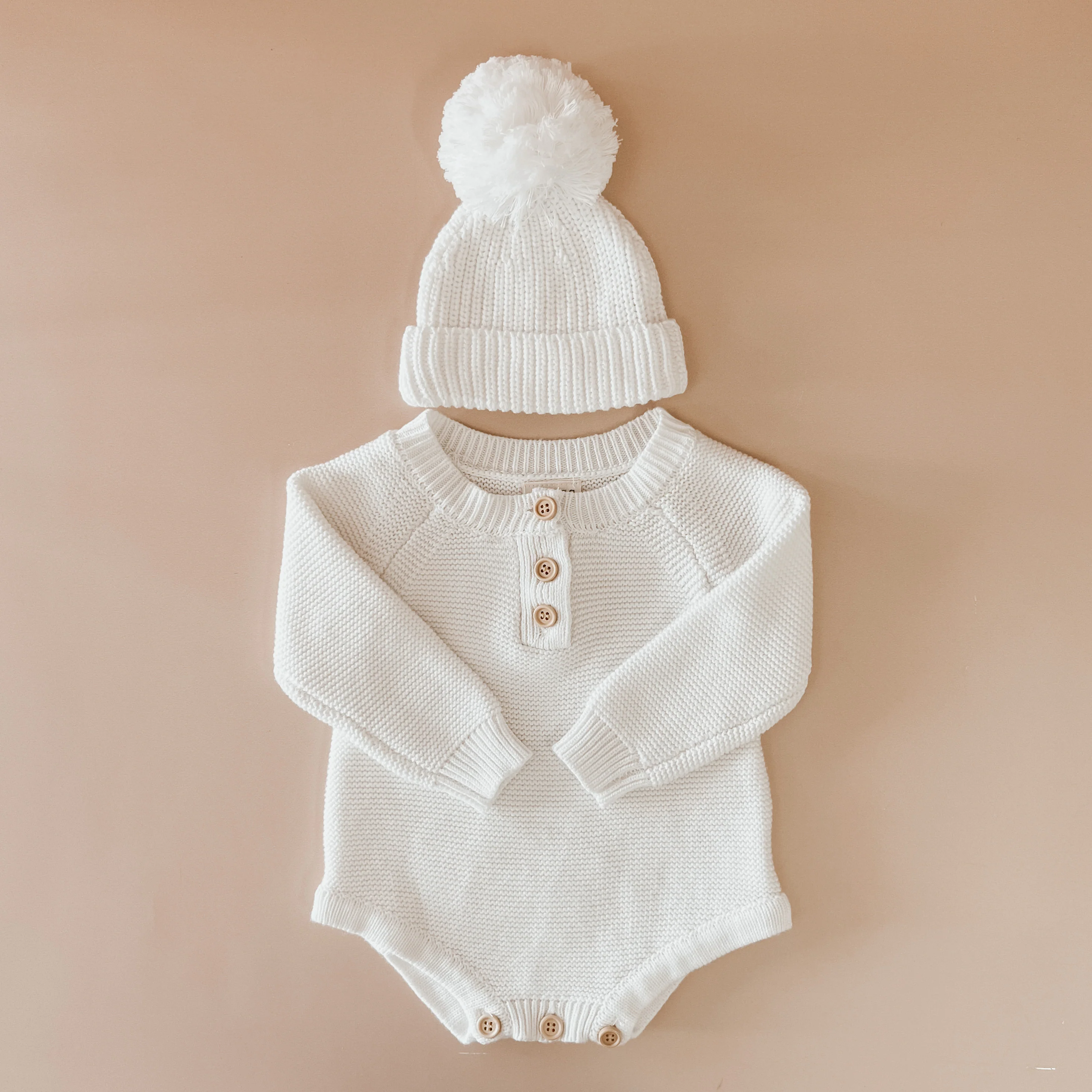Milk Long Sleeve Knit Romper- Button Up - Image 8