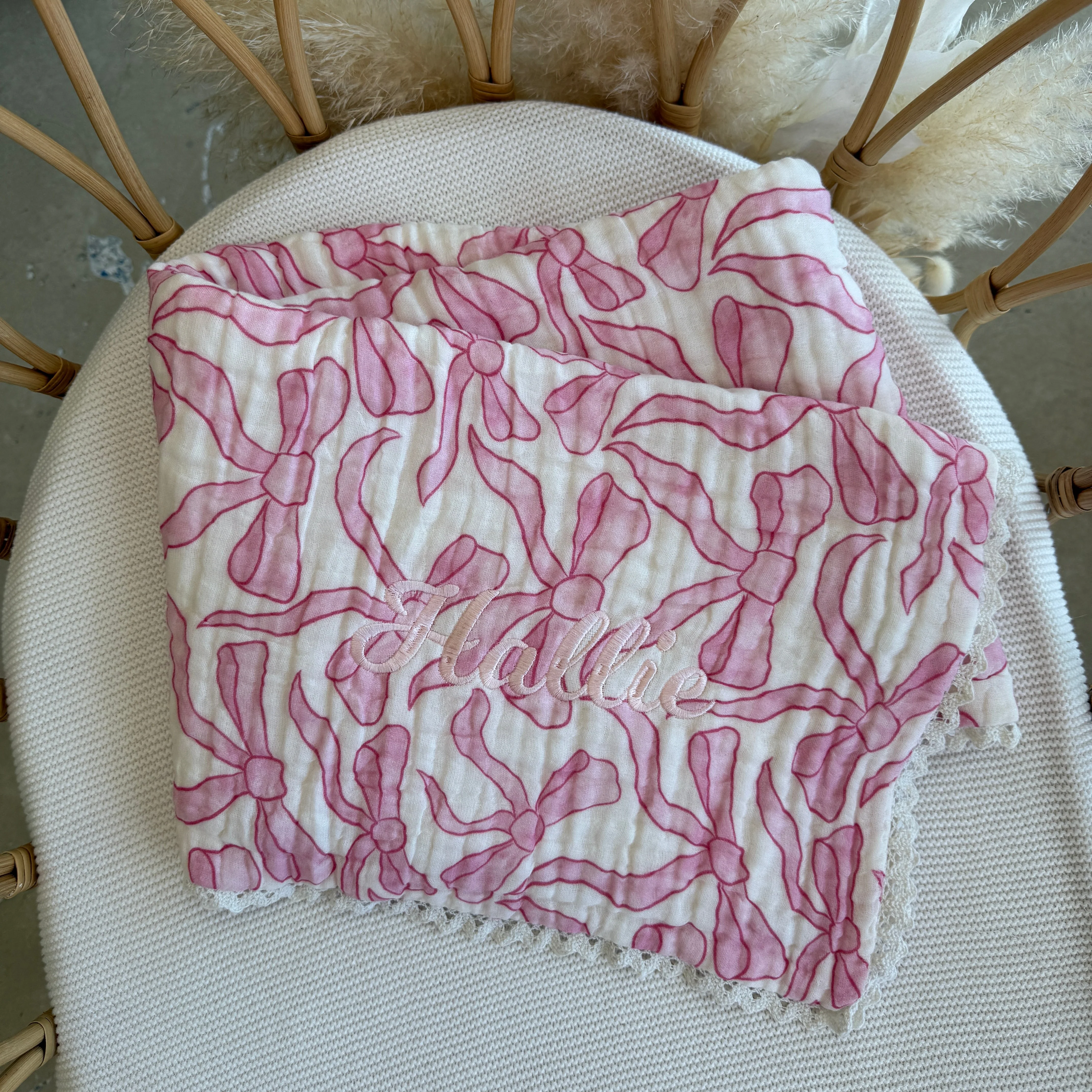 Heritage Muslin Blanket - Darling Bows - Image 4