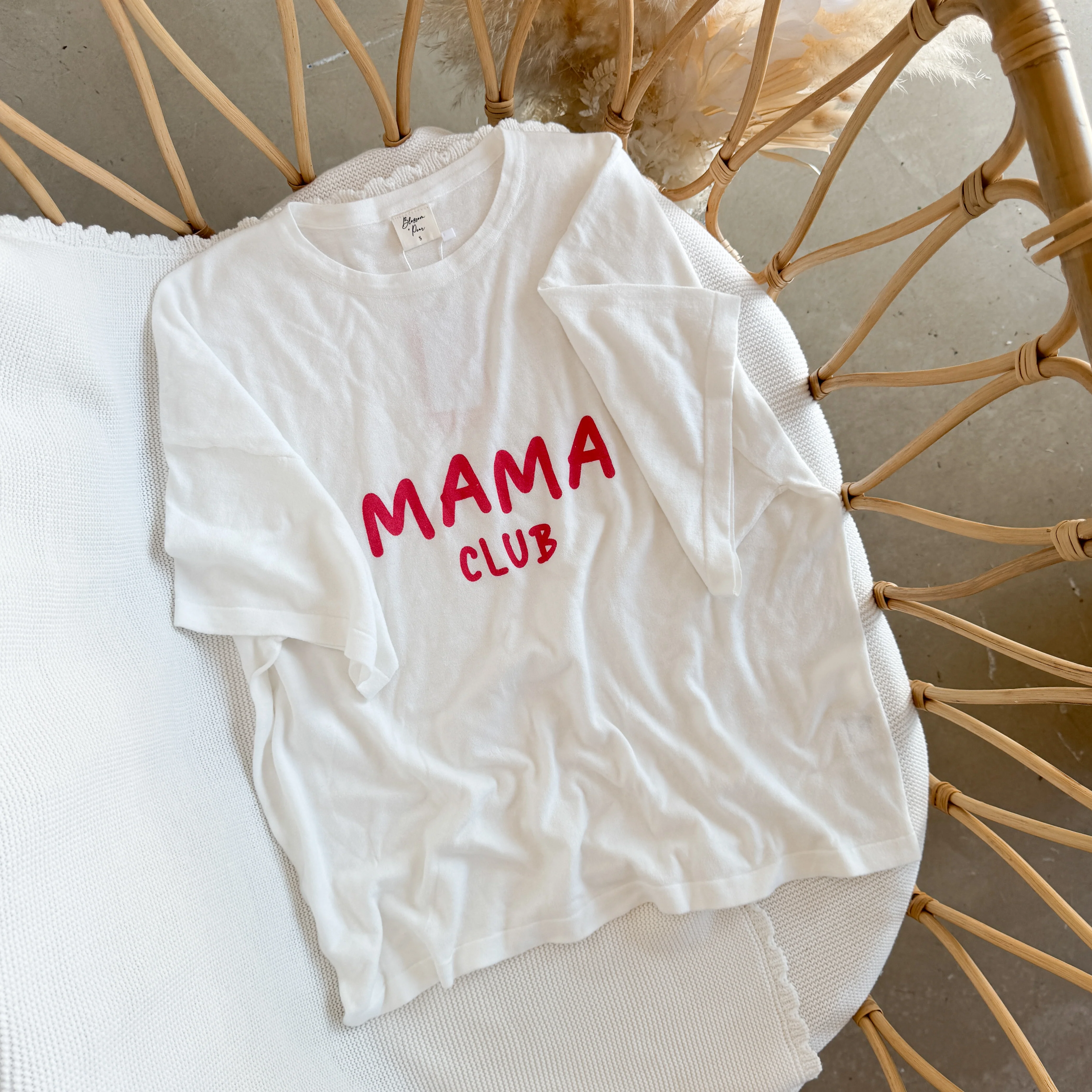 'Mama Club' Tee - Red & White - Image 3