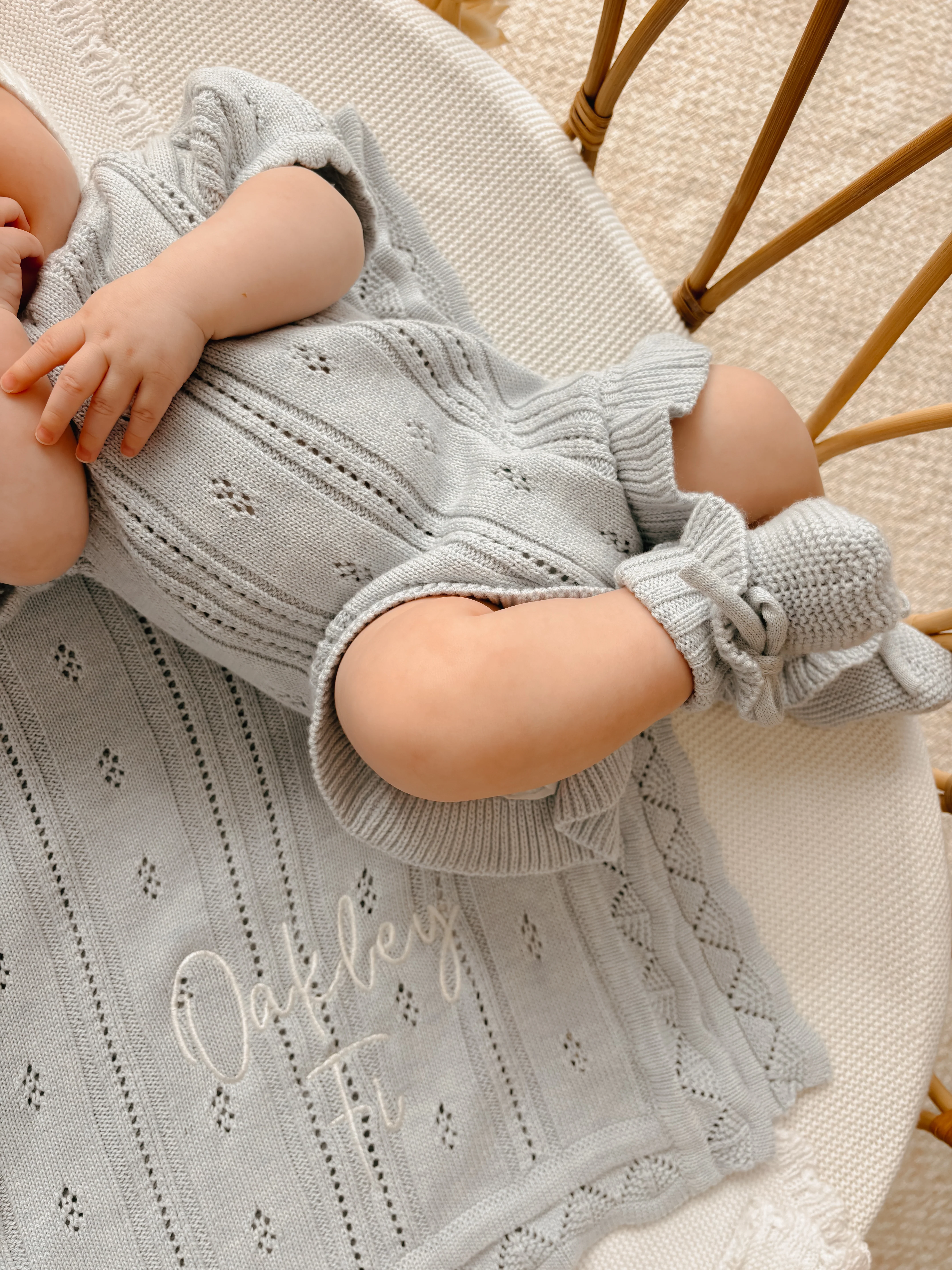 Margot Heirloom Knit Blanket - Powder Blue - Image 4