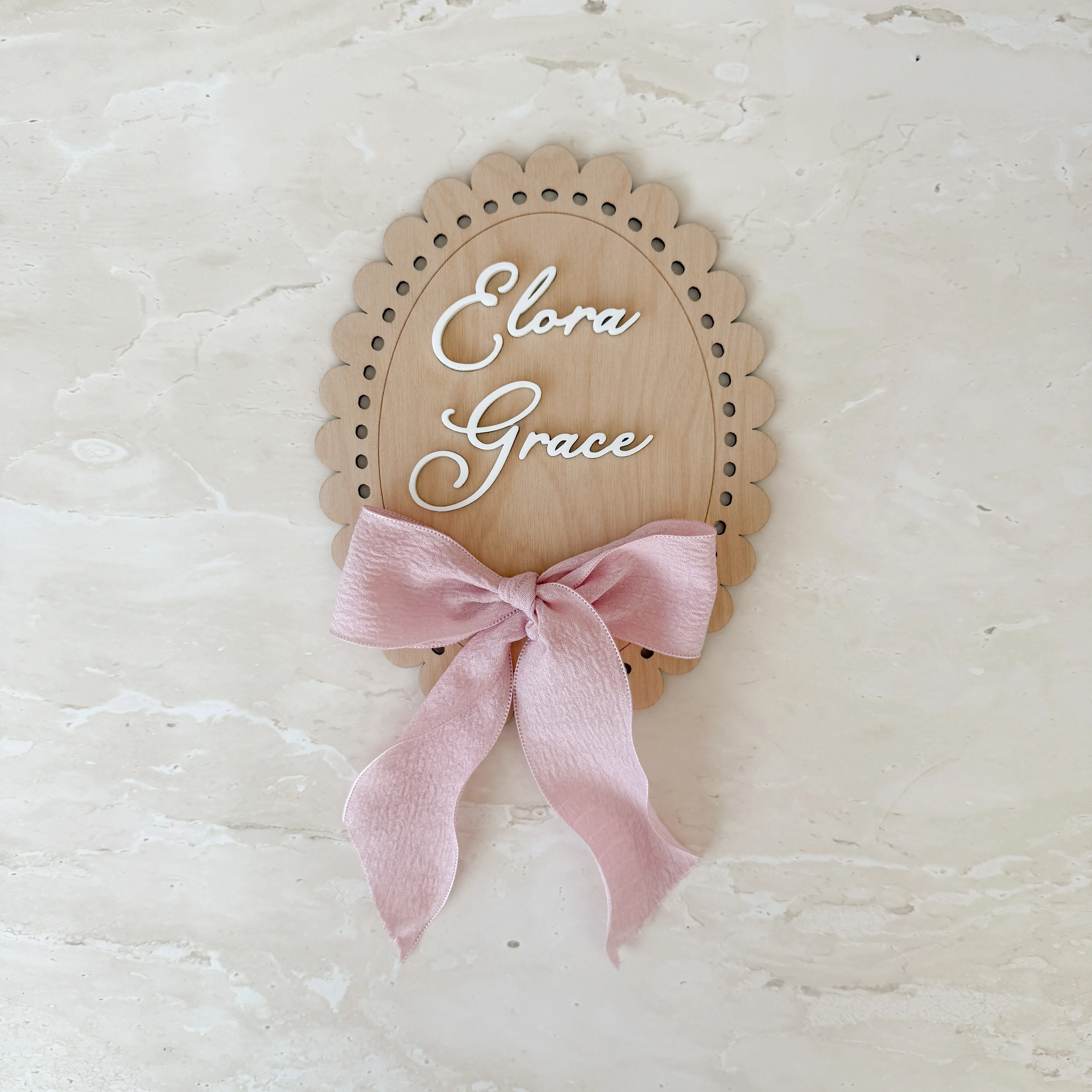 Oval Scallop Name Plaque - Bow (15cm) - Image 3