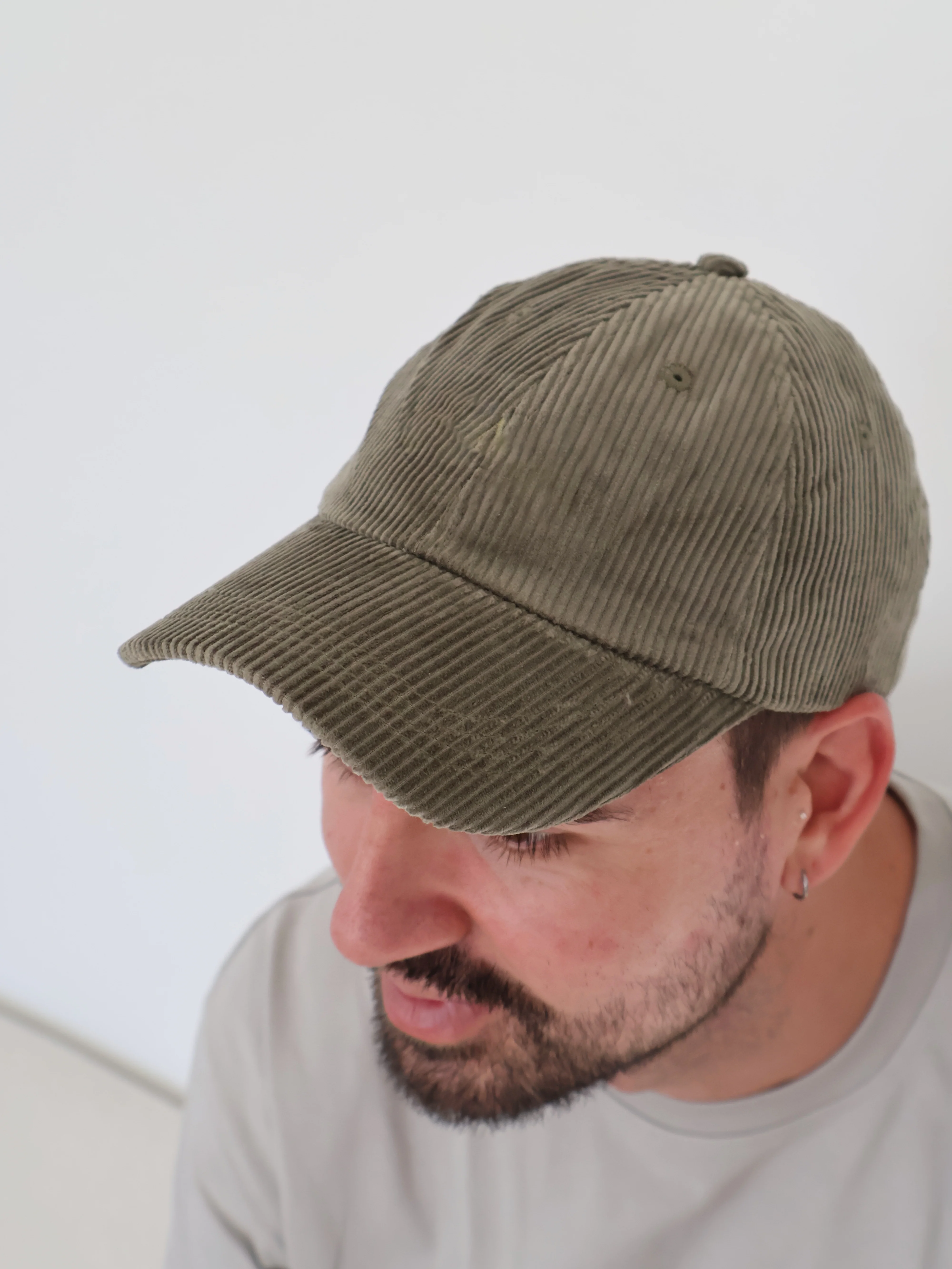 Personalised Adult Corduroy Curve Brim Cap - Moss - Image 3