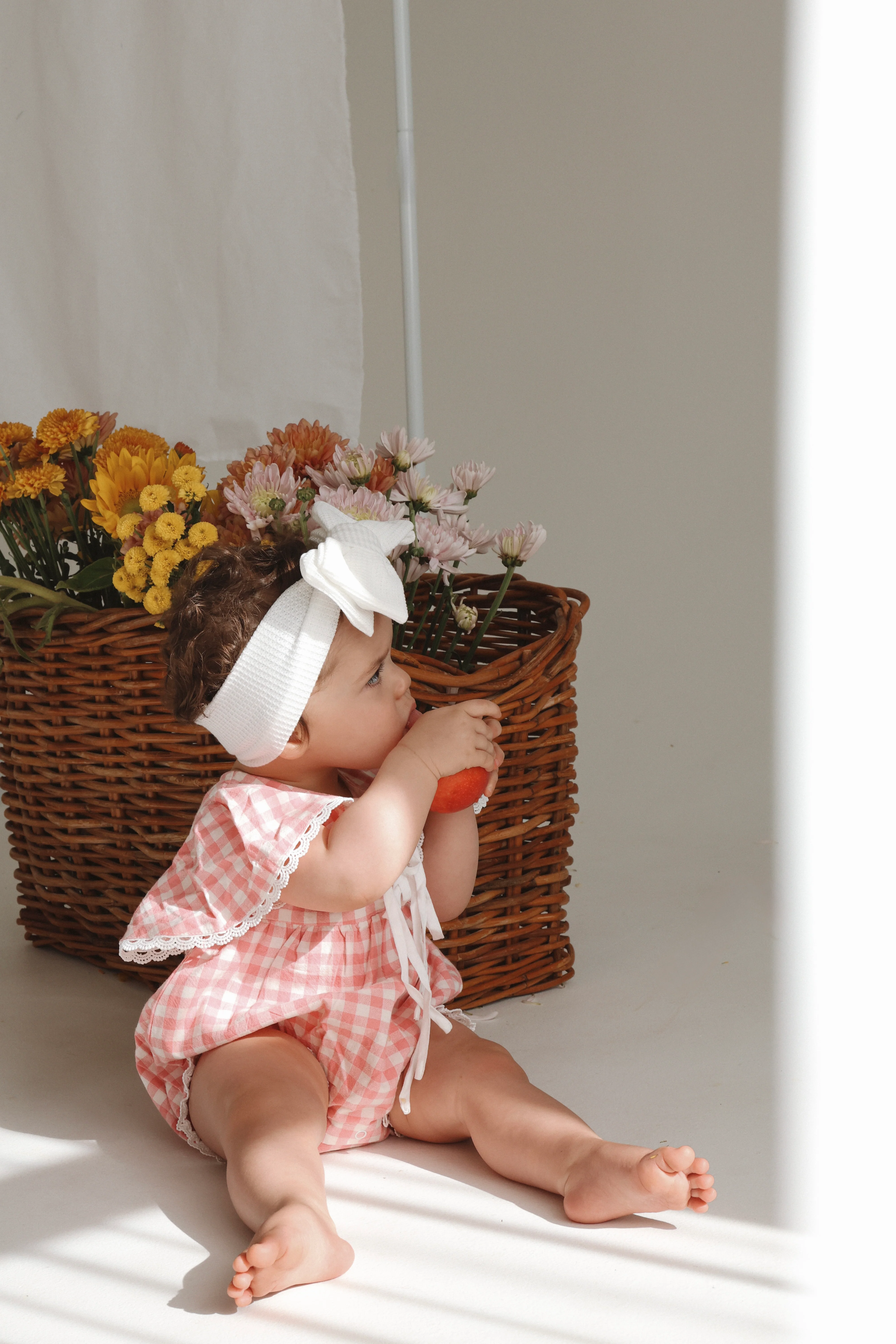 Dorothy Flutter Sleeve Romper - Pink Gingham - Image 14