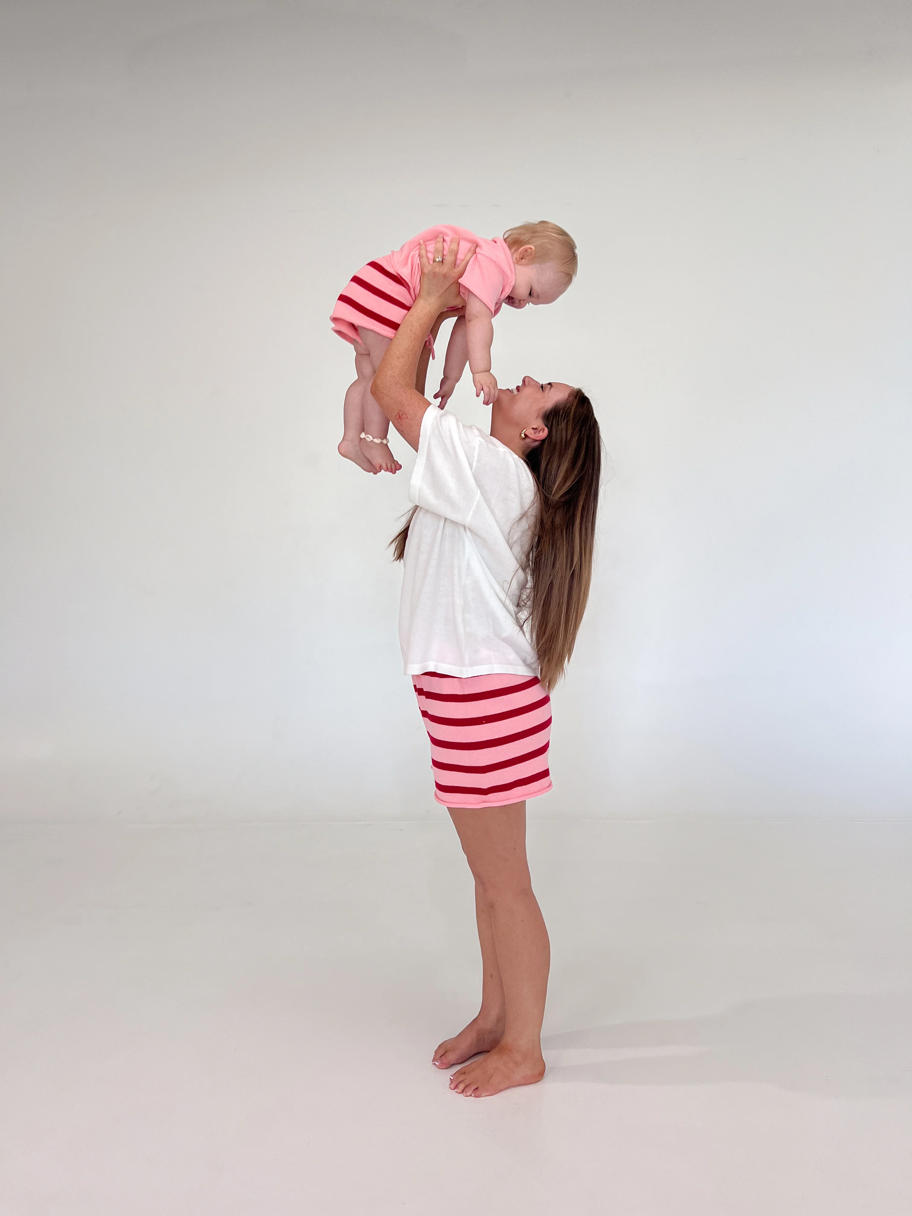 Kids Knit Shorts - Pink & Red - Image 4