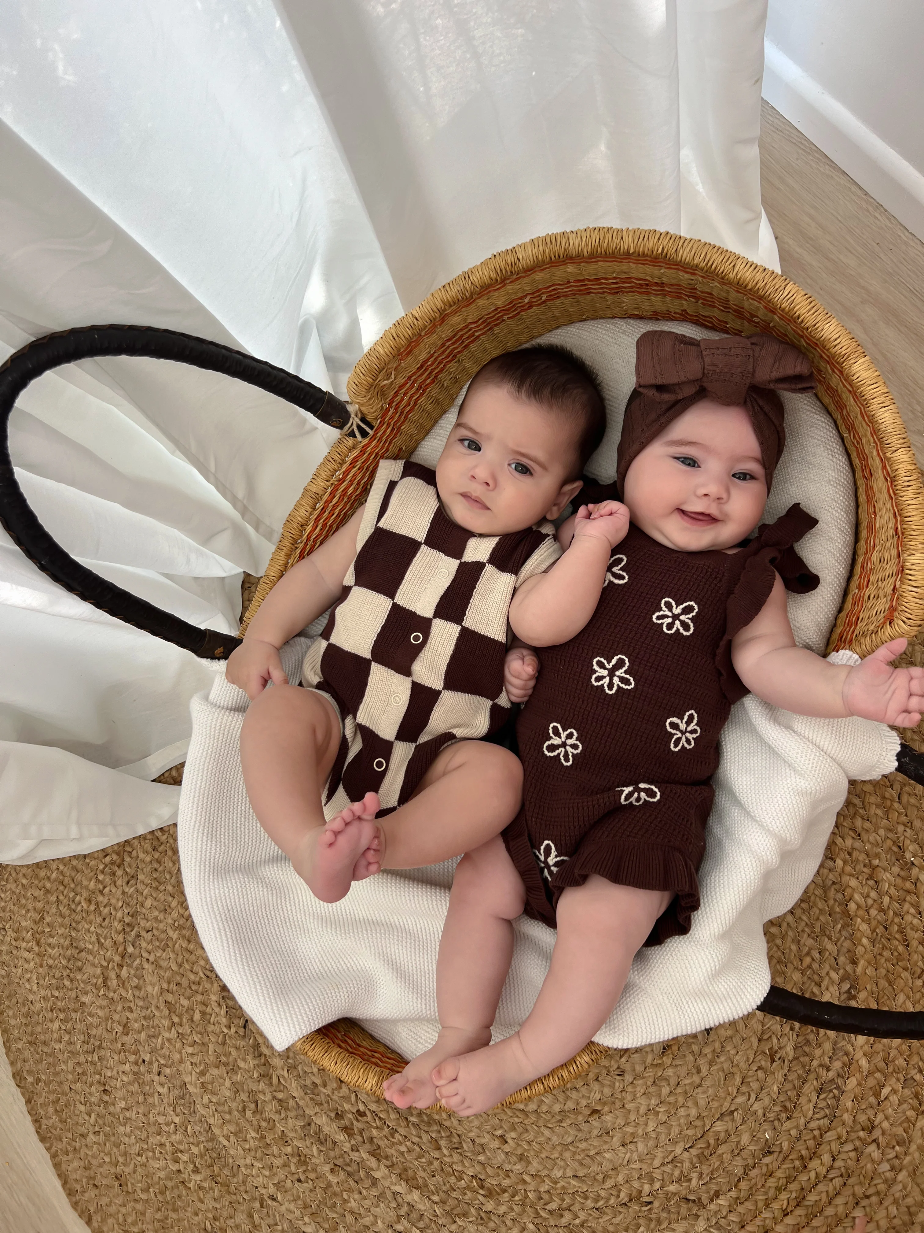 Singlet Daisy Frill Knit Romper - Espresso - Image 10