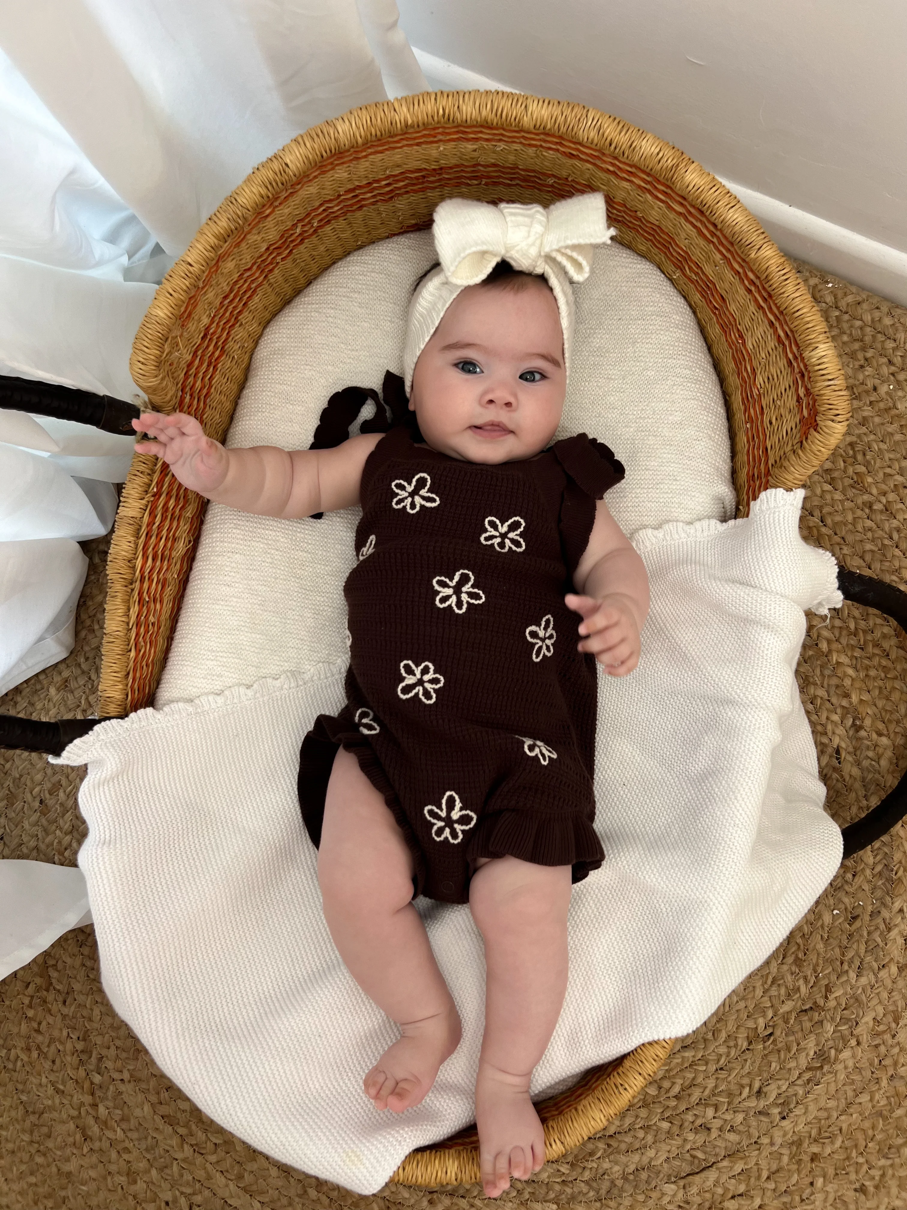 Singlet Daisy Frill Knit Romper - Espresso - Image 2