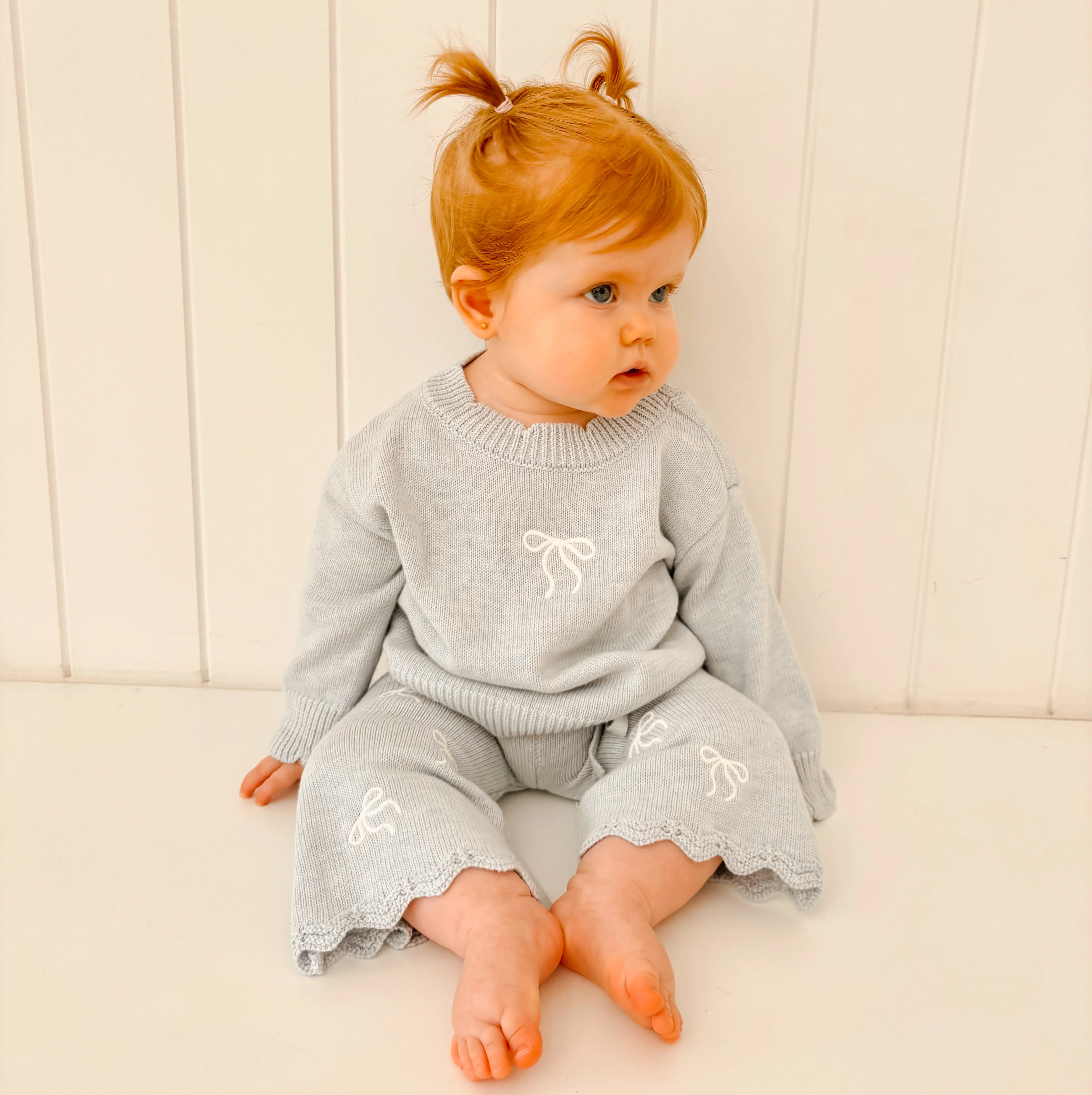 The Cosy Bow Knit Set - Powder Blue - Image 2