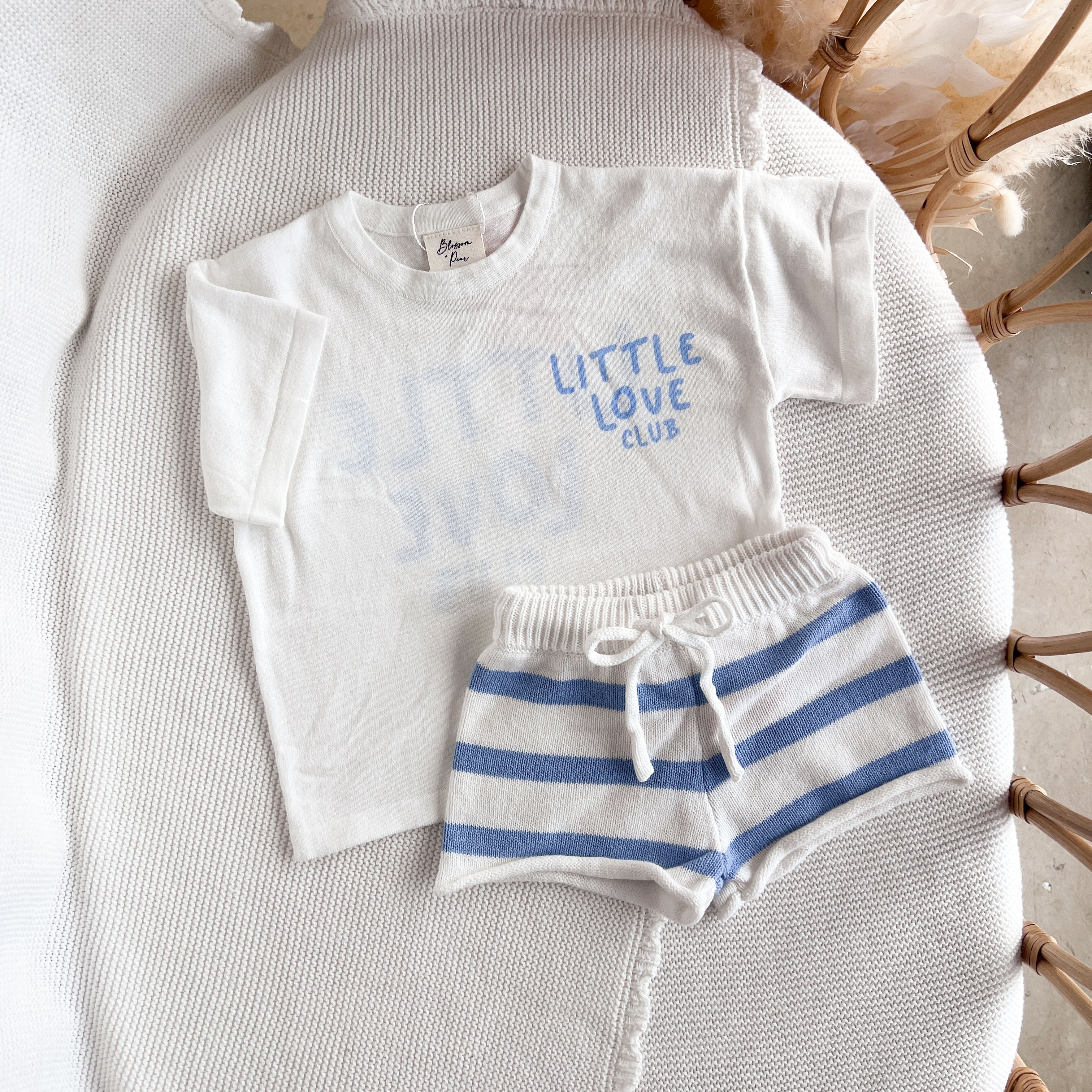 'Little Love Club' Tee - White & Blue - Dual Logo Design - Image 6