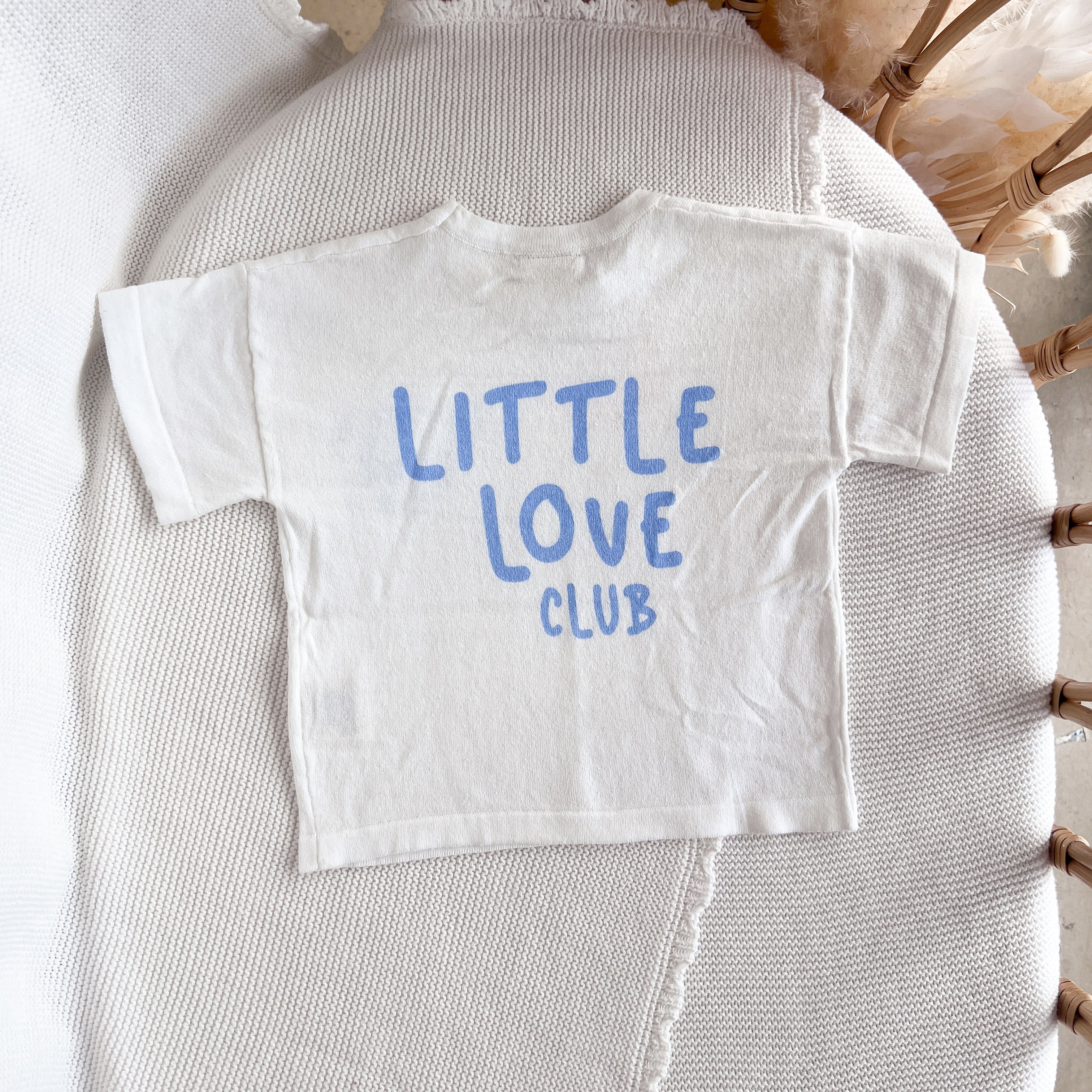 'Little Love Club' Tee - White & Blue - Dual Logo Design - Image 9