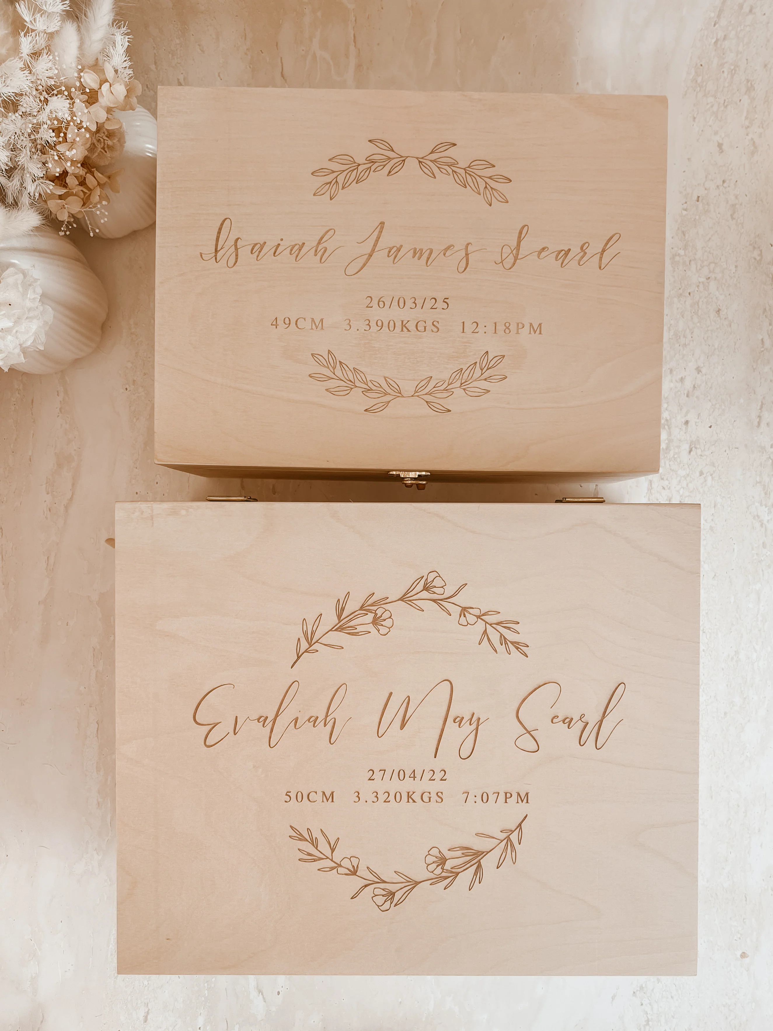 ALMOST PERFECT - Wooden Personalised Baby Keepsake Box - LARGE - Image 3